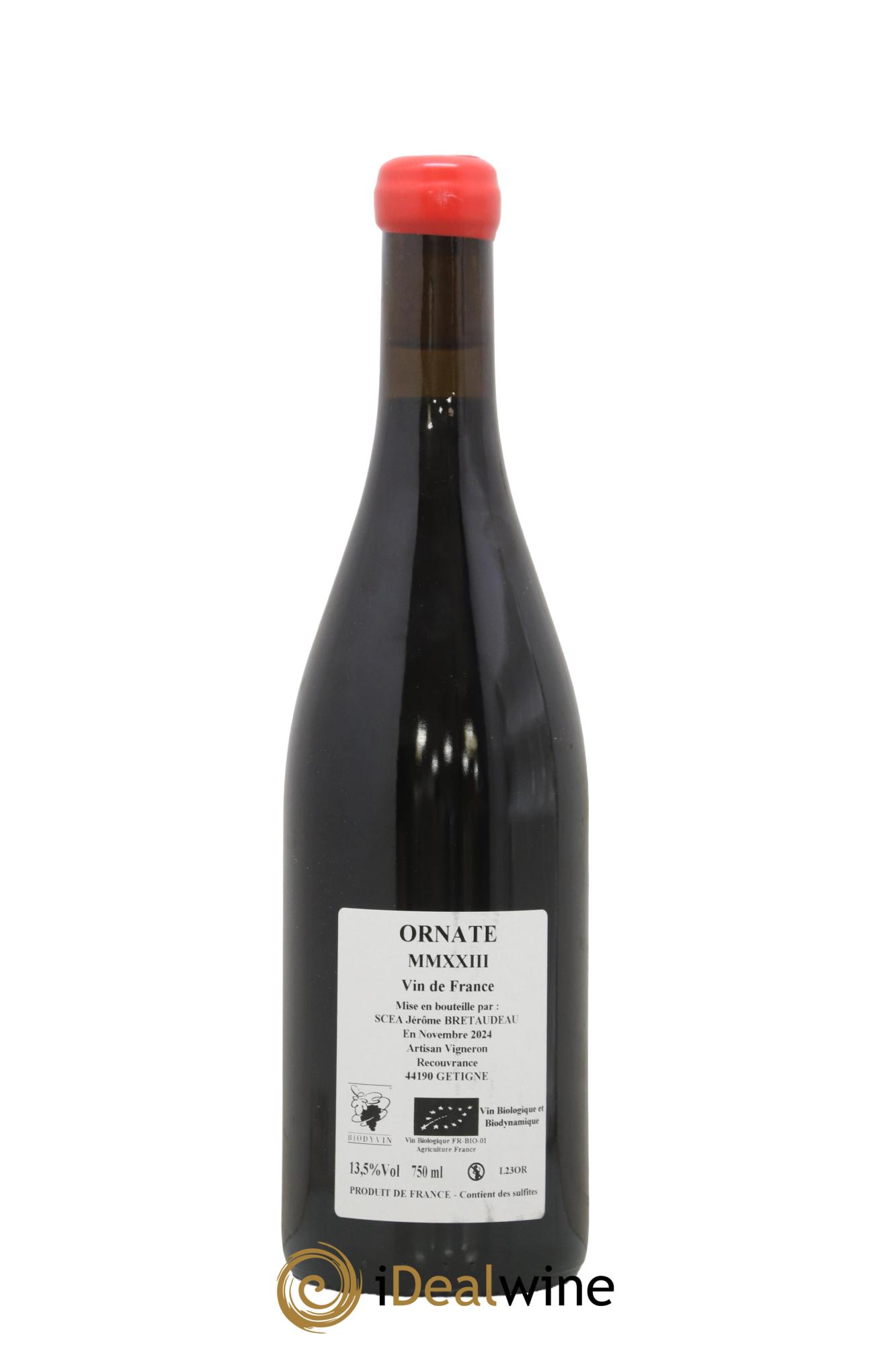 Vin de France Merlot Ornaté Jérôme Bretaudeau - Domaine de Bellevue 2023 - Lot de 1 bouteille - 1