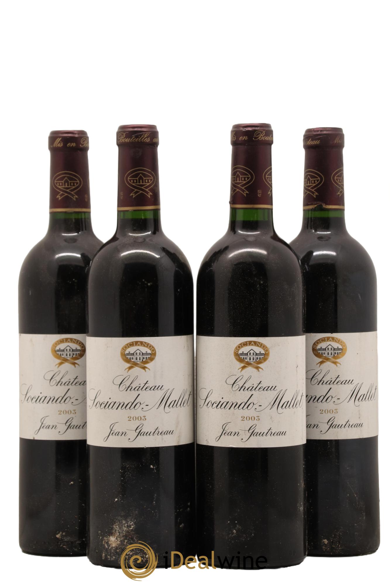 Château Sociando Mallet 2003 - Lot de 4 bouteilles - 0