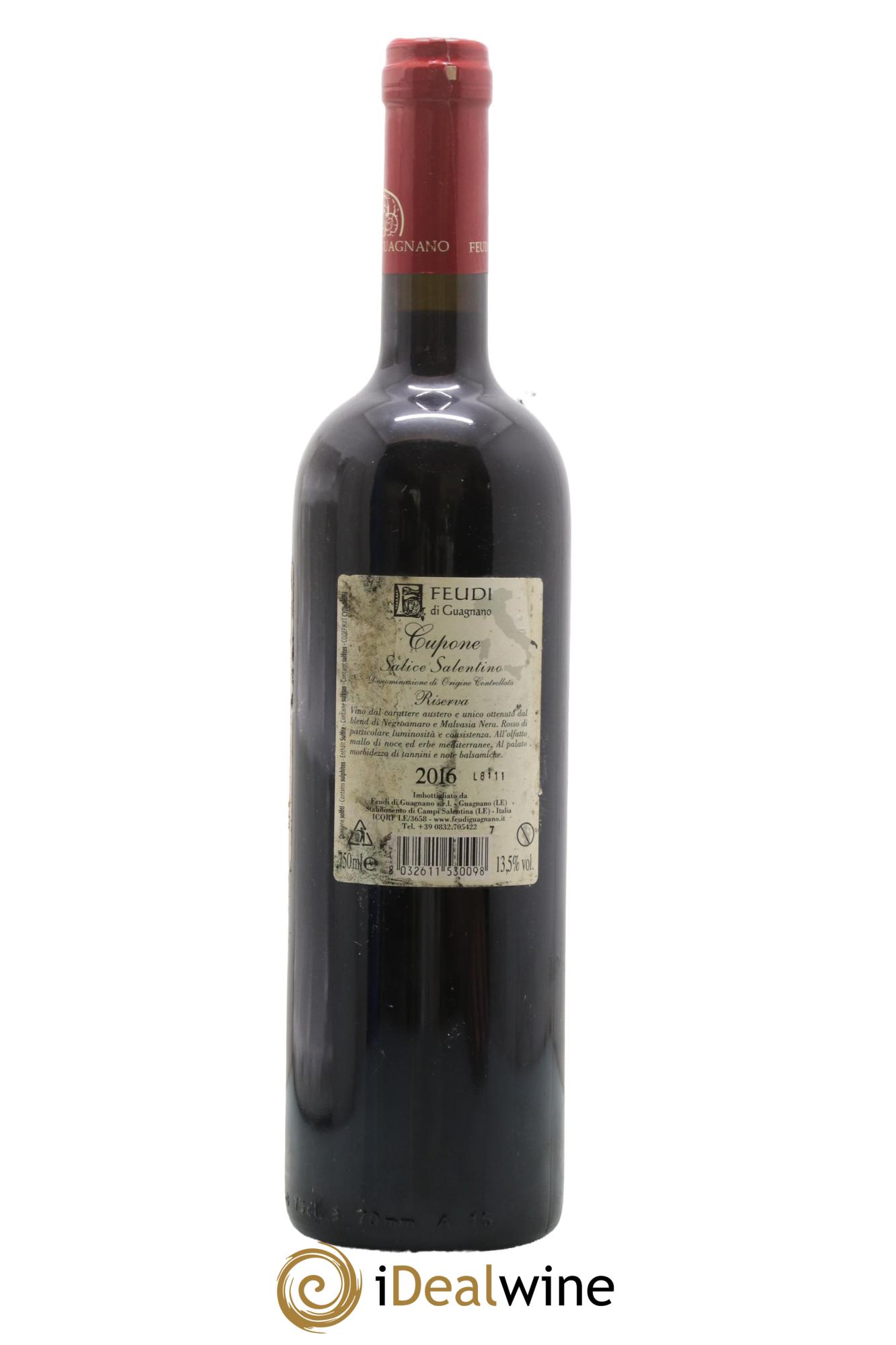 Italie Salentino Reserva Cupone 2016 - Lot de 1 bouteille - 1