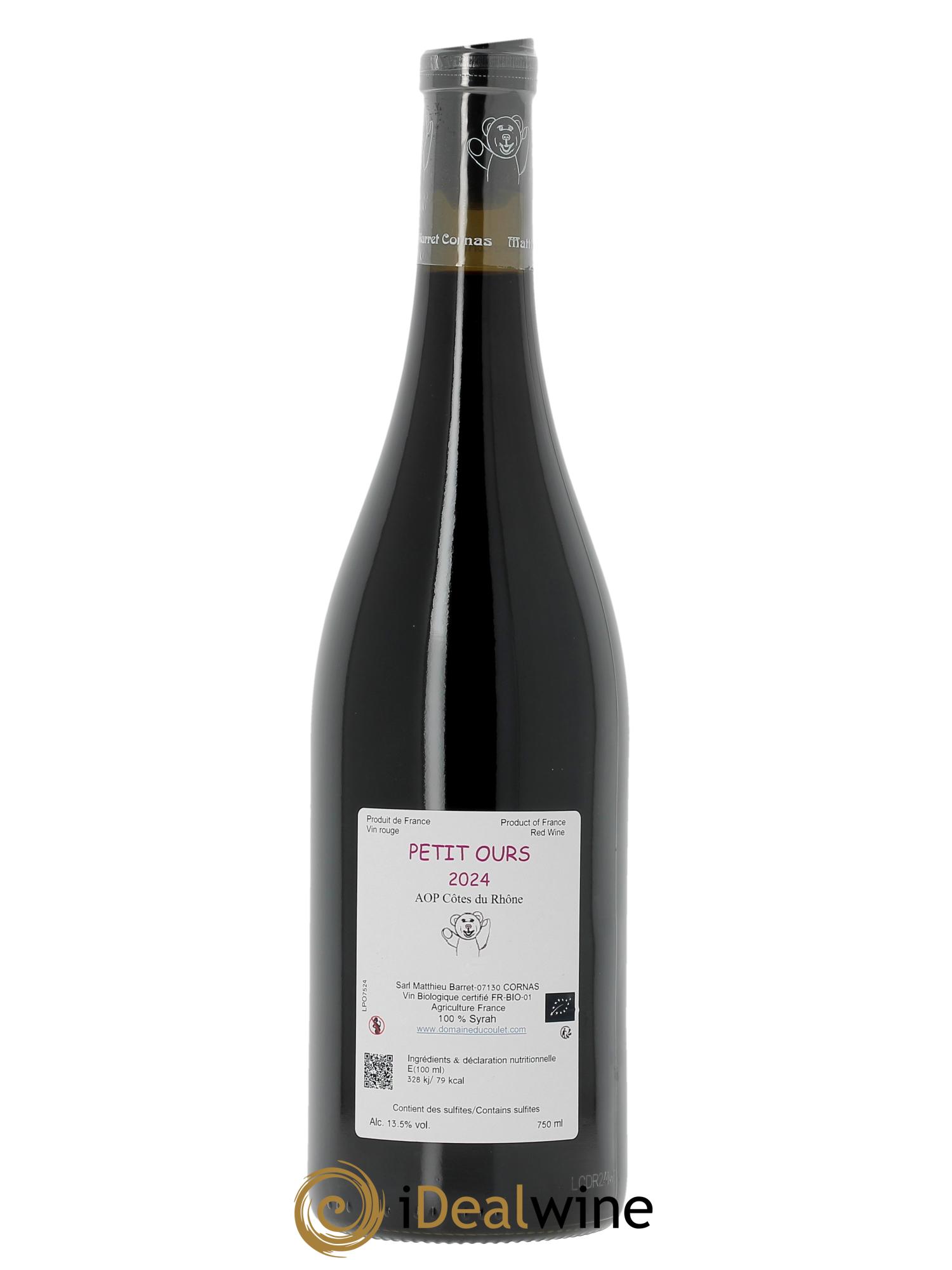 Côtes-du-Rhône Petit Ours Brun Coulet (Domaine du) - Matthieu Barret  2024 - Lot of 1 bottle - 1