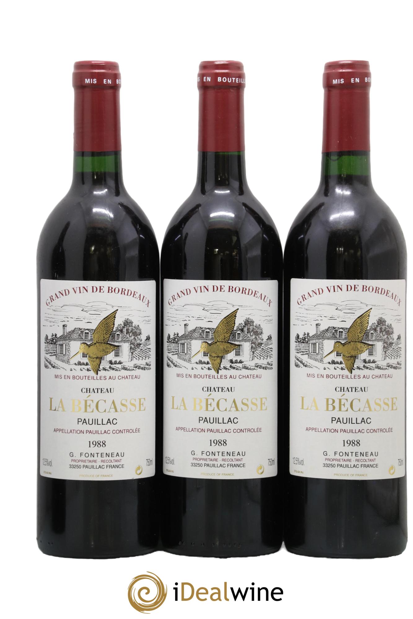 Château la Bécasse 1988 - Posten von 3 Flaschen - 0