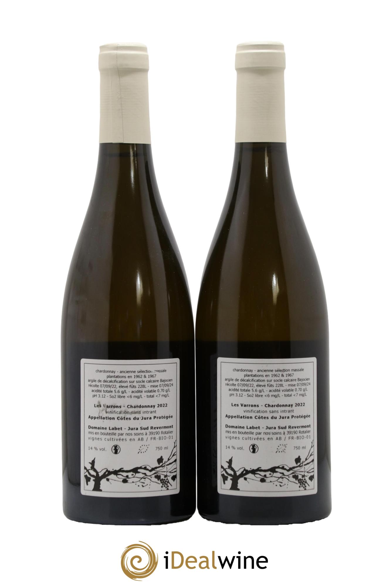 Côtes du Jura Chardonnay Les Varrons Romain - Julien  - Charline Labet 2022 - Lot of 2 bottles - 1