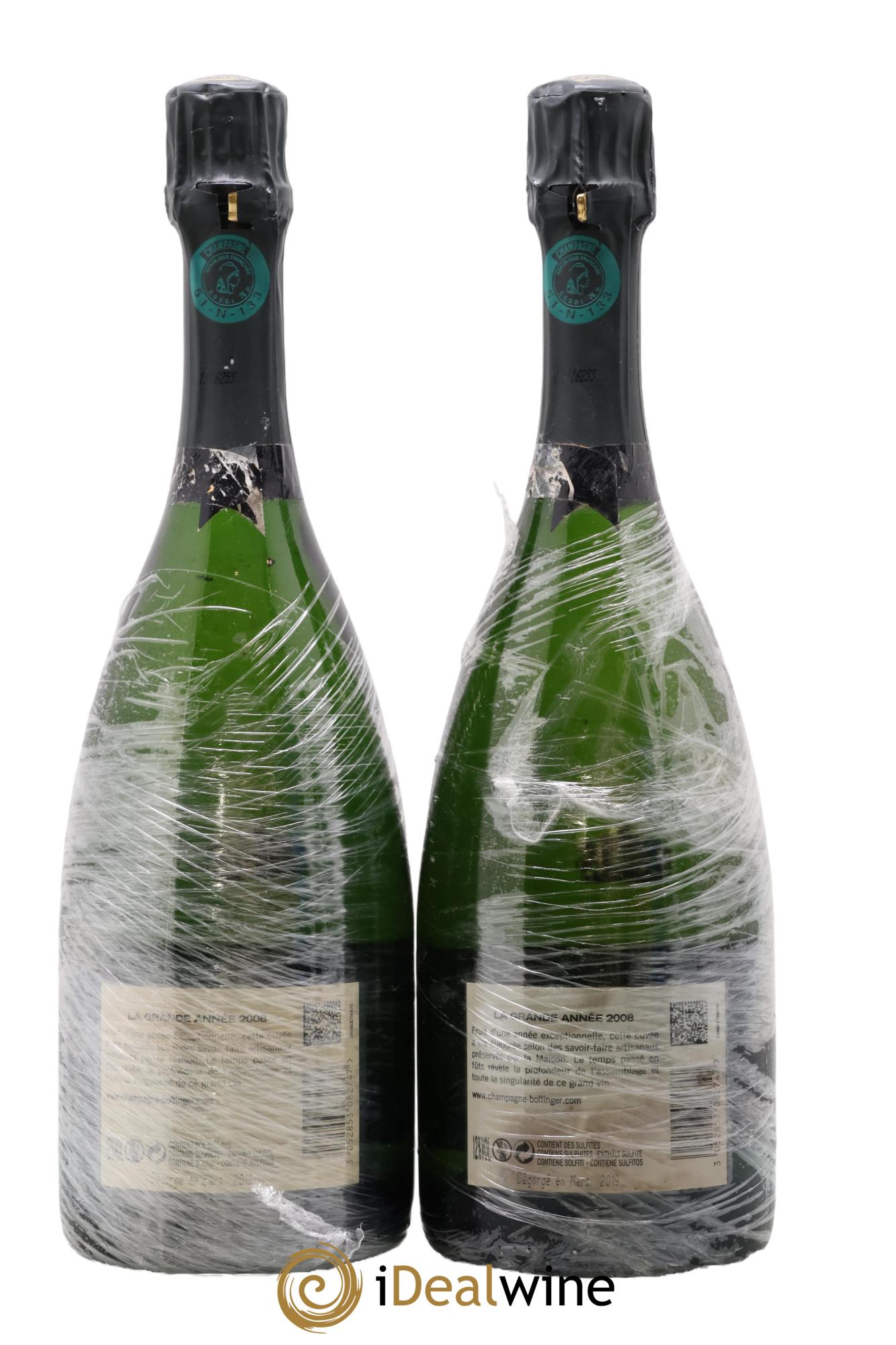 La Grande Année Brut Bollinger 2008 - Lot of 2 bottles - 1