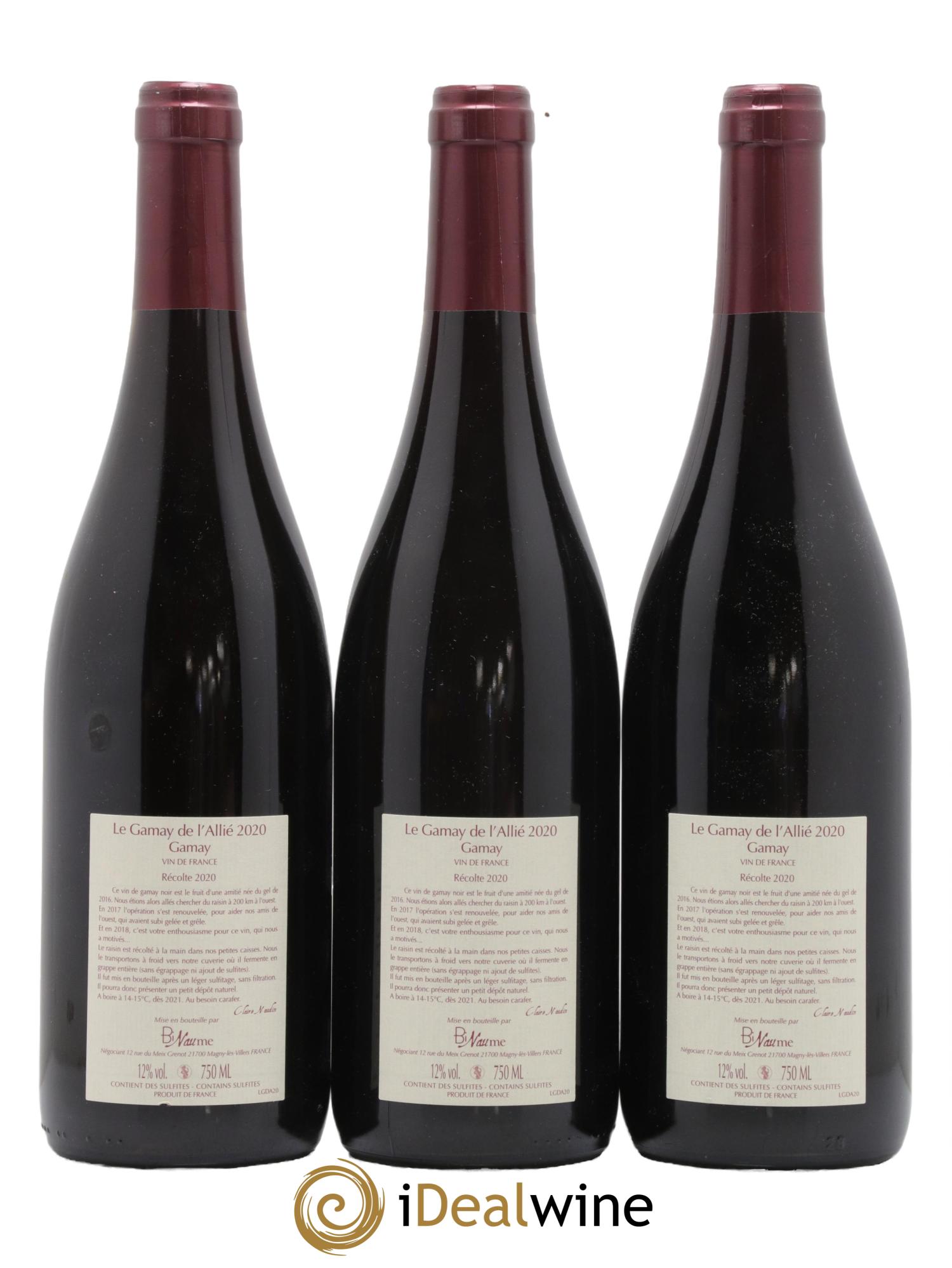 Vin de France Le Gamay de l'Allié Naudin-Ferrand (Domaine) 2020 - Lot de 3 bouteilles - 1