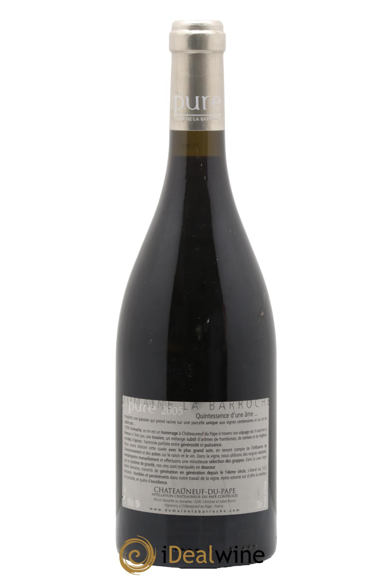 Châteauneuf-du-Pape Cuvée Pure Domaine La Barroche 2005 - Lot of 1 bottle - 1