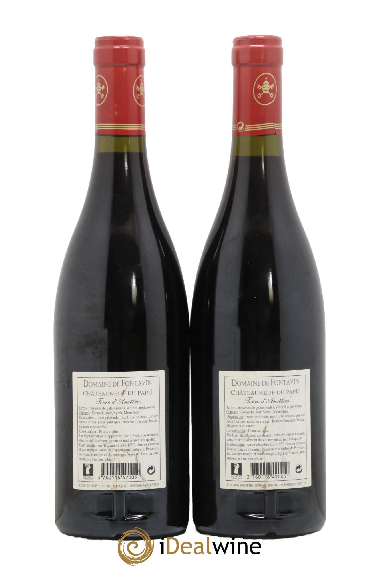 Châteauneuf-du-Pape Terre d Ancetres Fontavin Helene et Michel Chouvet 2015 - Lot de 2 bouteilles - 1