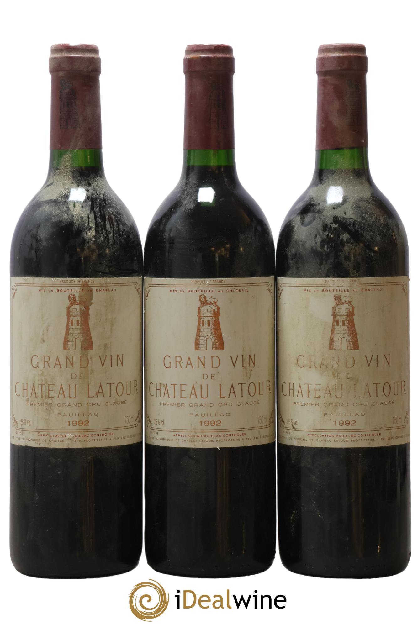 Château Latour 1er Grand Cru Classé 1992 - Lot de 3 bouteilles - 0