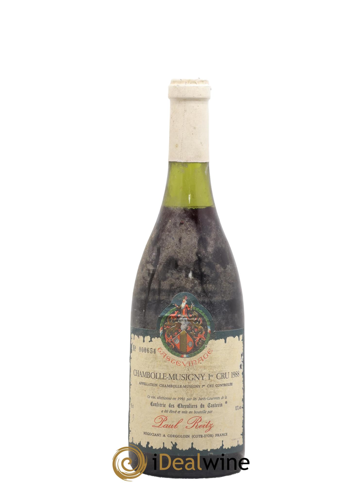 Chambolle-Musigny 1er Cru Tastevinage Paul Reitz 1988 - Lot de 1 bouteille - 0