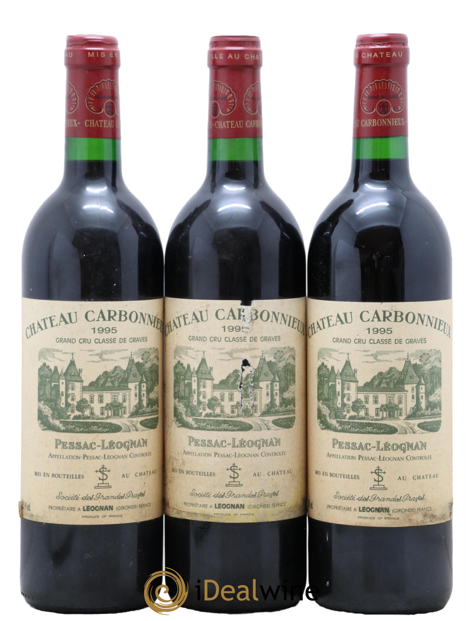 Château Carbonnieux Cru Classé de Graves 1995 - Lot de 3 bouteilles - 0
