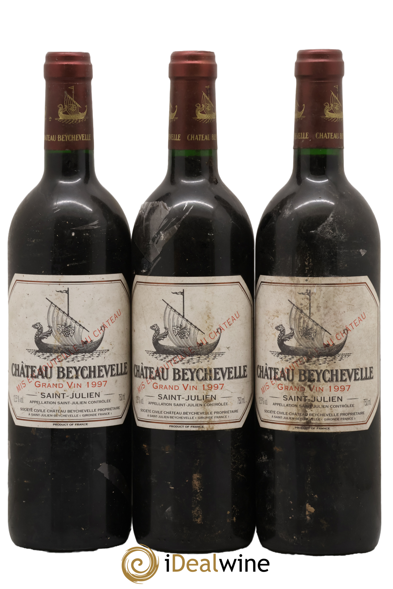 Château Beychevelle 4ème Grand Cru Classé 1997 - Lotto di 3 bottiglie - 0