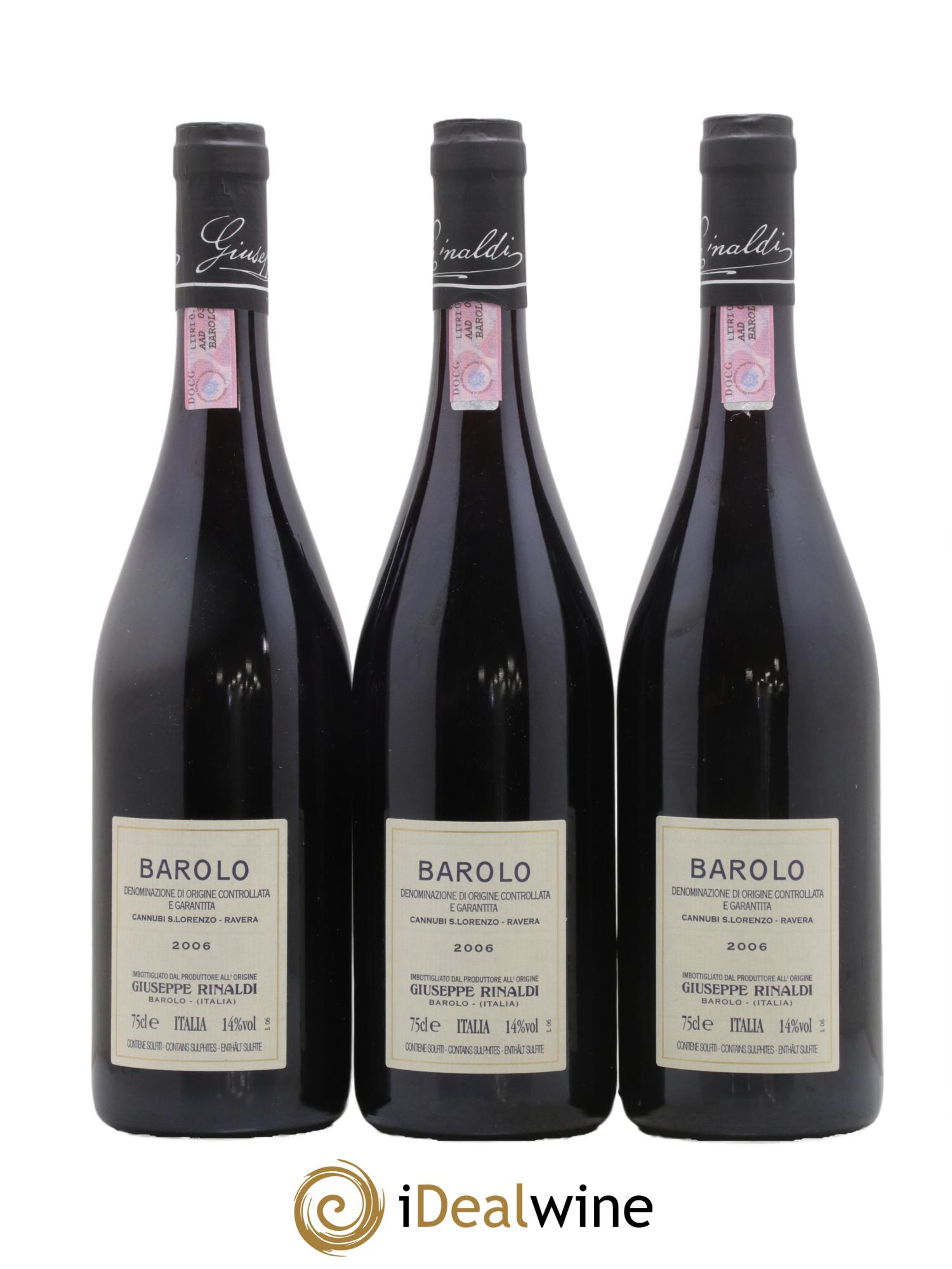 Barolo DOCG Cannubi San Lorenzo Ravera Giuseppe Rinaldi  2006 - Lotto di 3 bottiglie - 1