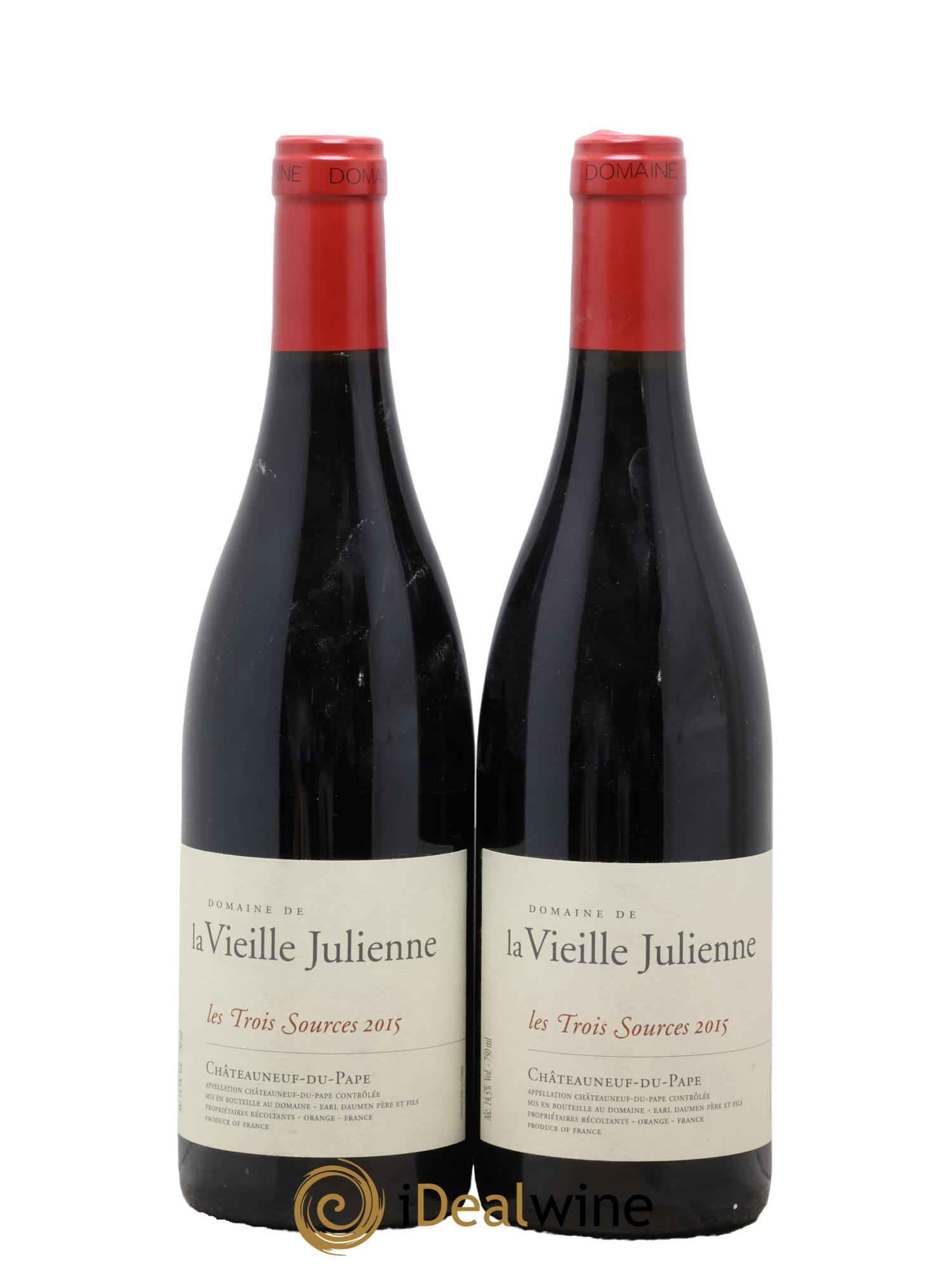Châteauneuf-du-Pape Vieille Julienne (Domaine de la) Les Trois Sources Jean-Paul Daumen 2015 - Lot de 2 bouteilles - 0
