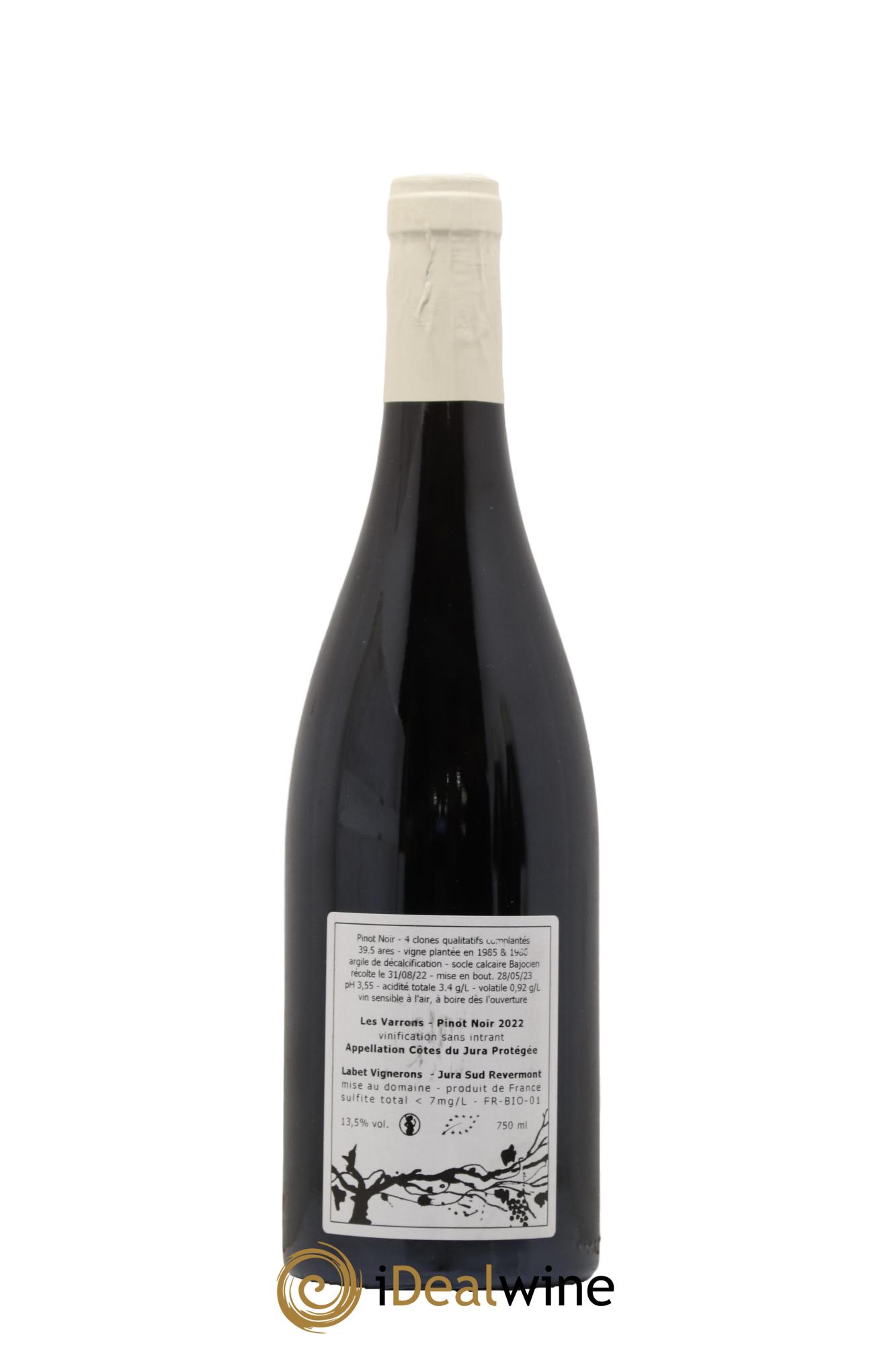 Côtes du Jura Pinot Noir Les Varrons Sélection Massale Romain - Julien - Charline Labet 2022 - Lot de 1 bouteille - 1