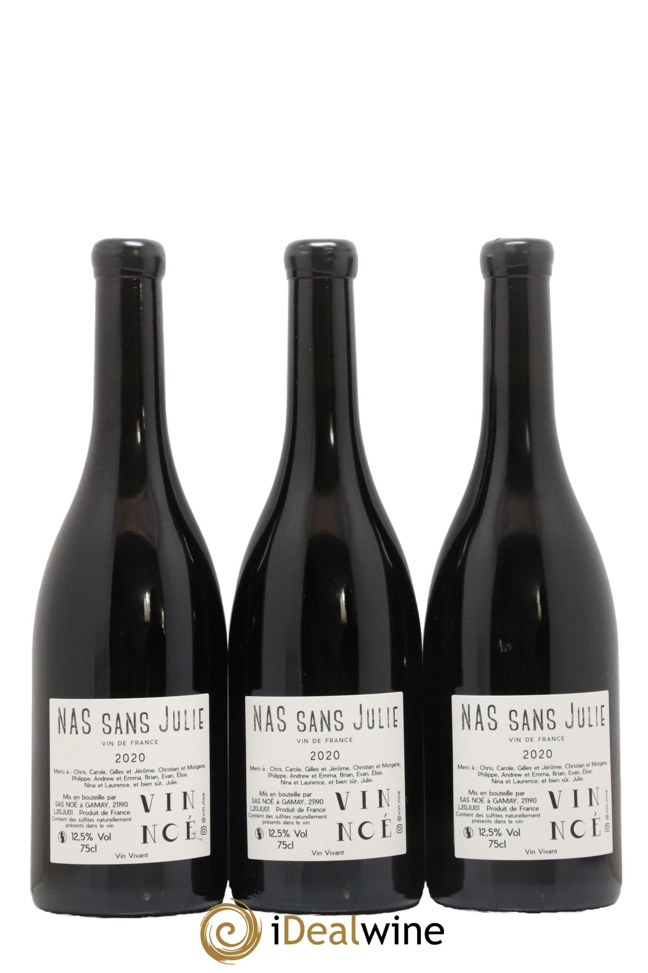 Vin de France Nas sans Julie Vin Noé 2020 - Lot de 3 bouteilles - 1