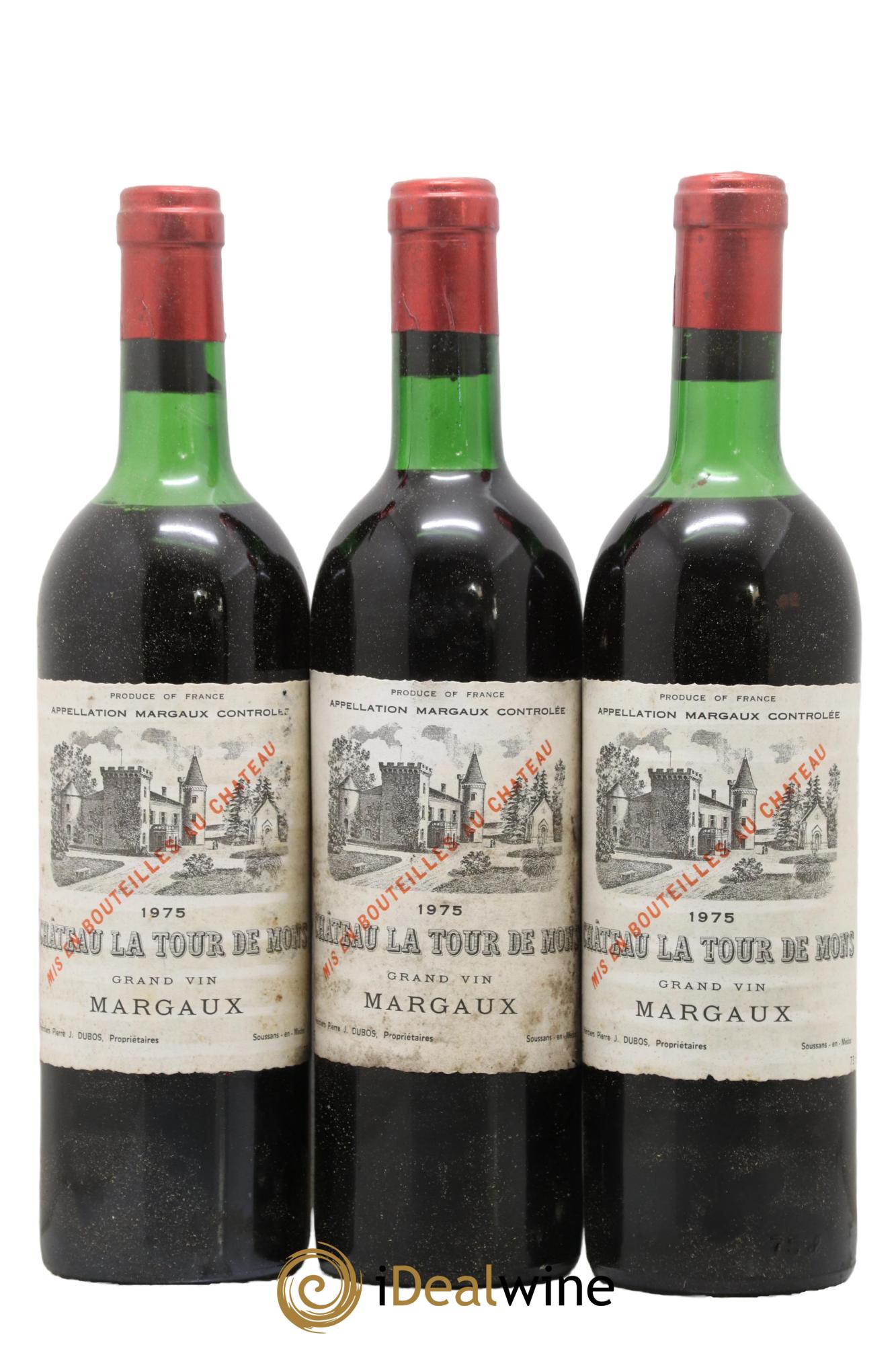Château la Tour de Mons Cru Bourgeois 1975 - Lot of 3 bottles - 0