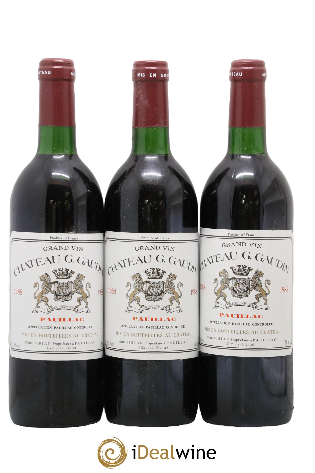 Château Gaudin 1988 - Posten von 3 Flaschen - 0
