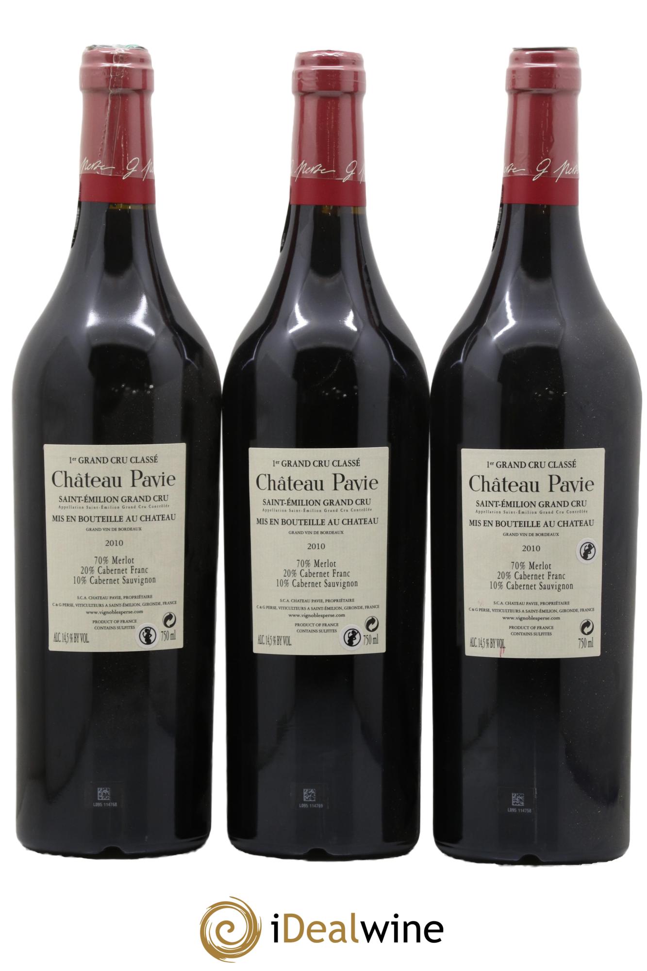 Château Pavie 1er Grand Cru Classé A 2010 - Lot of 3 bottles - 1