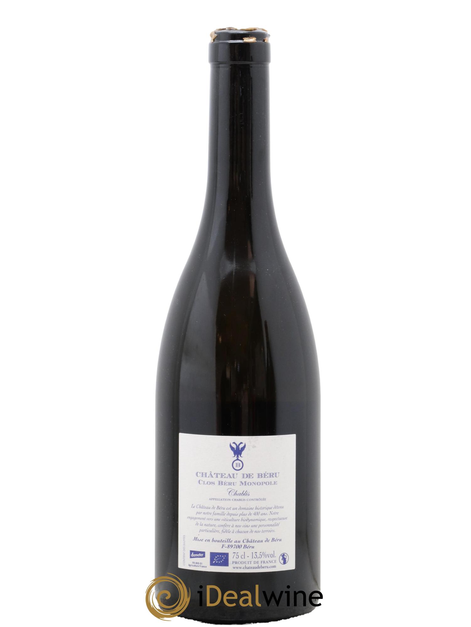 Chablis Clos Béru Monopole Château de Béru 2018 - Lot de 1 bouteille - 1