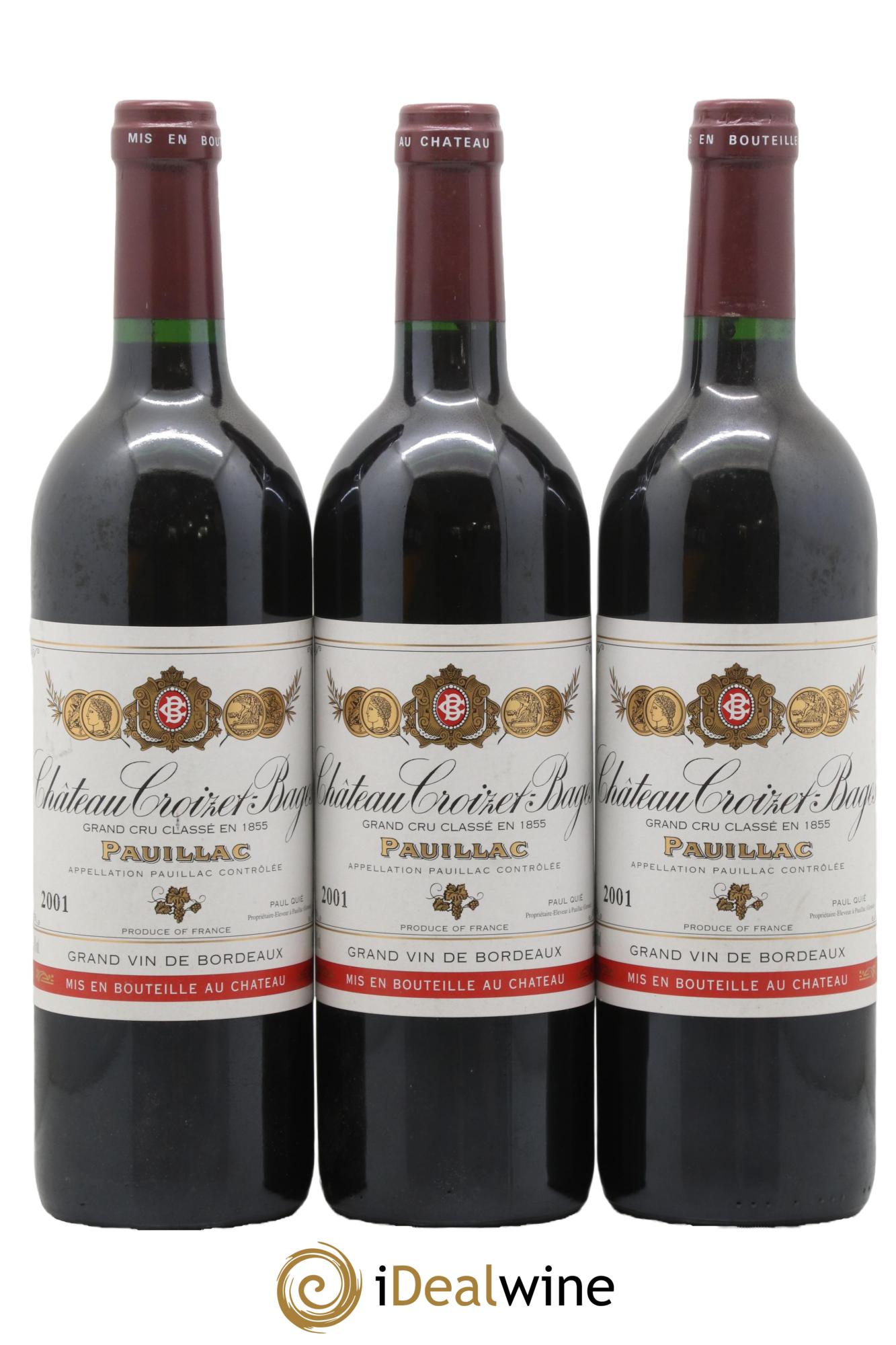 Château Croizet Bages 5ème Grand Cru Classé 2001 - Lot of 3 bottles - 0