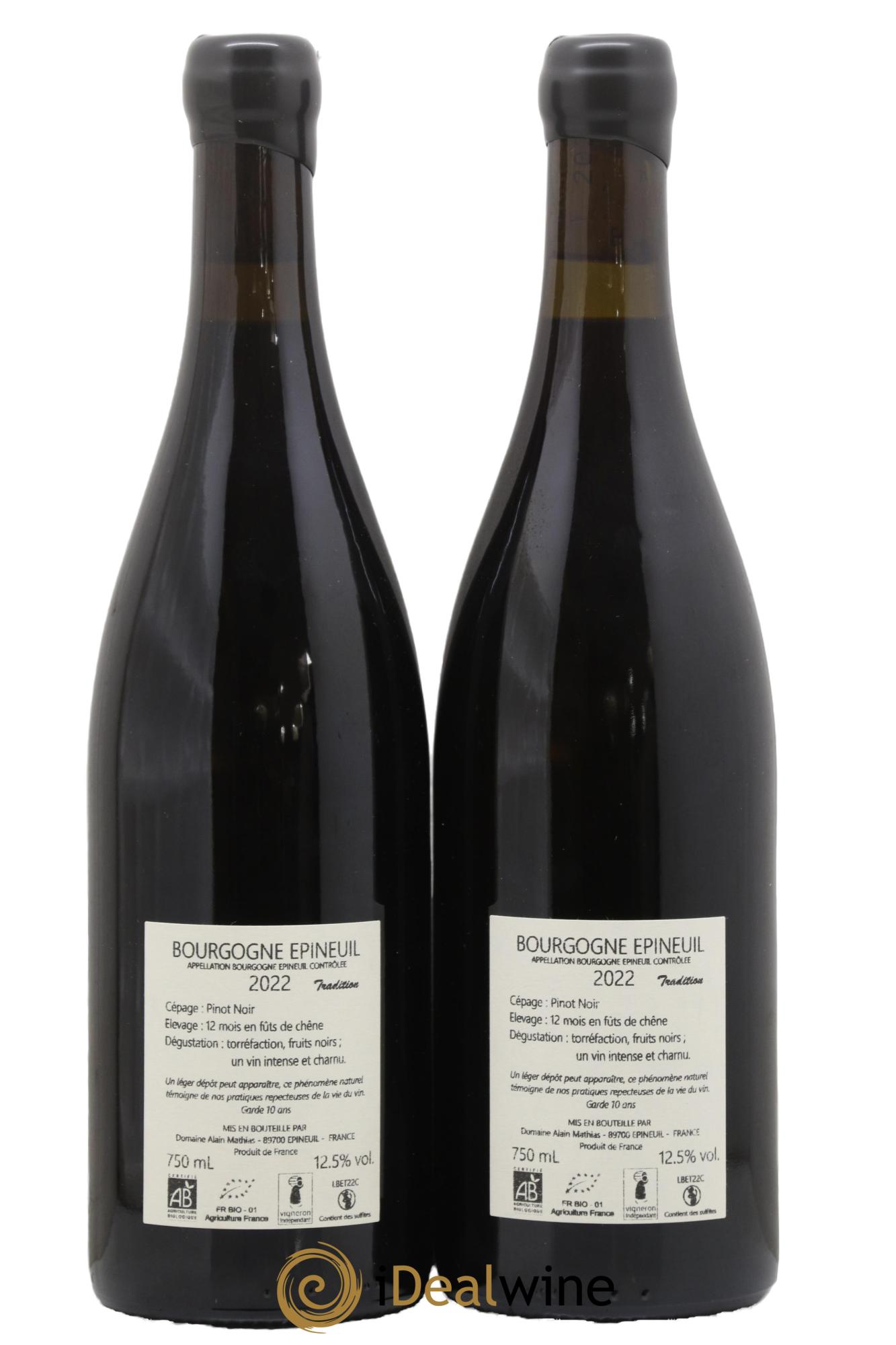 Bourgogne Epineuil Tradition Alain Mathias 2022 - Lot de 2 bouteilles - 1