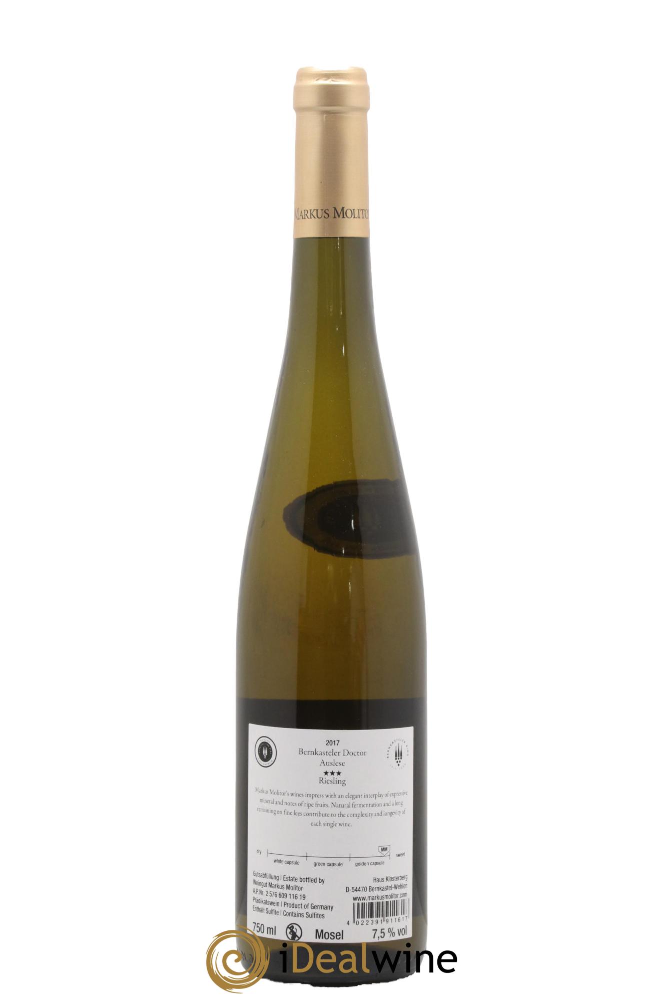 Riesling Markus Molitor Bernkasteler Doctor Auslese Gold Capsule°°° 2017 - Lot de 1 bouteille - 1