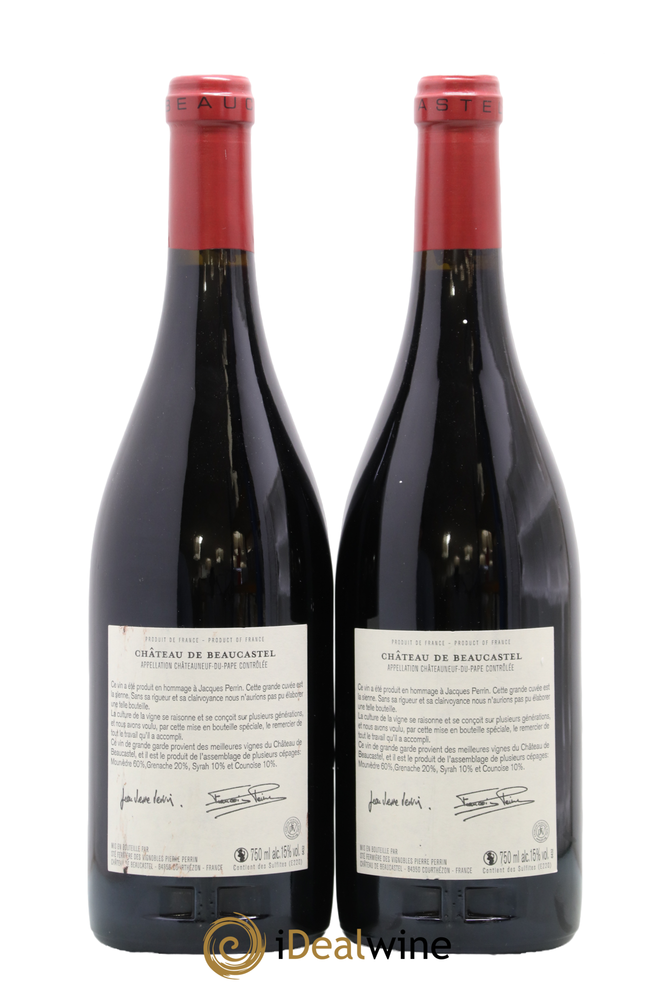 Châteauneuf-du-Pape Château de Beaucastel Hommage à Jacques Perrin Famille Perrin 2011 - Lot of 2 bottles - 1