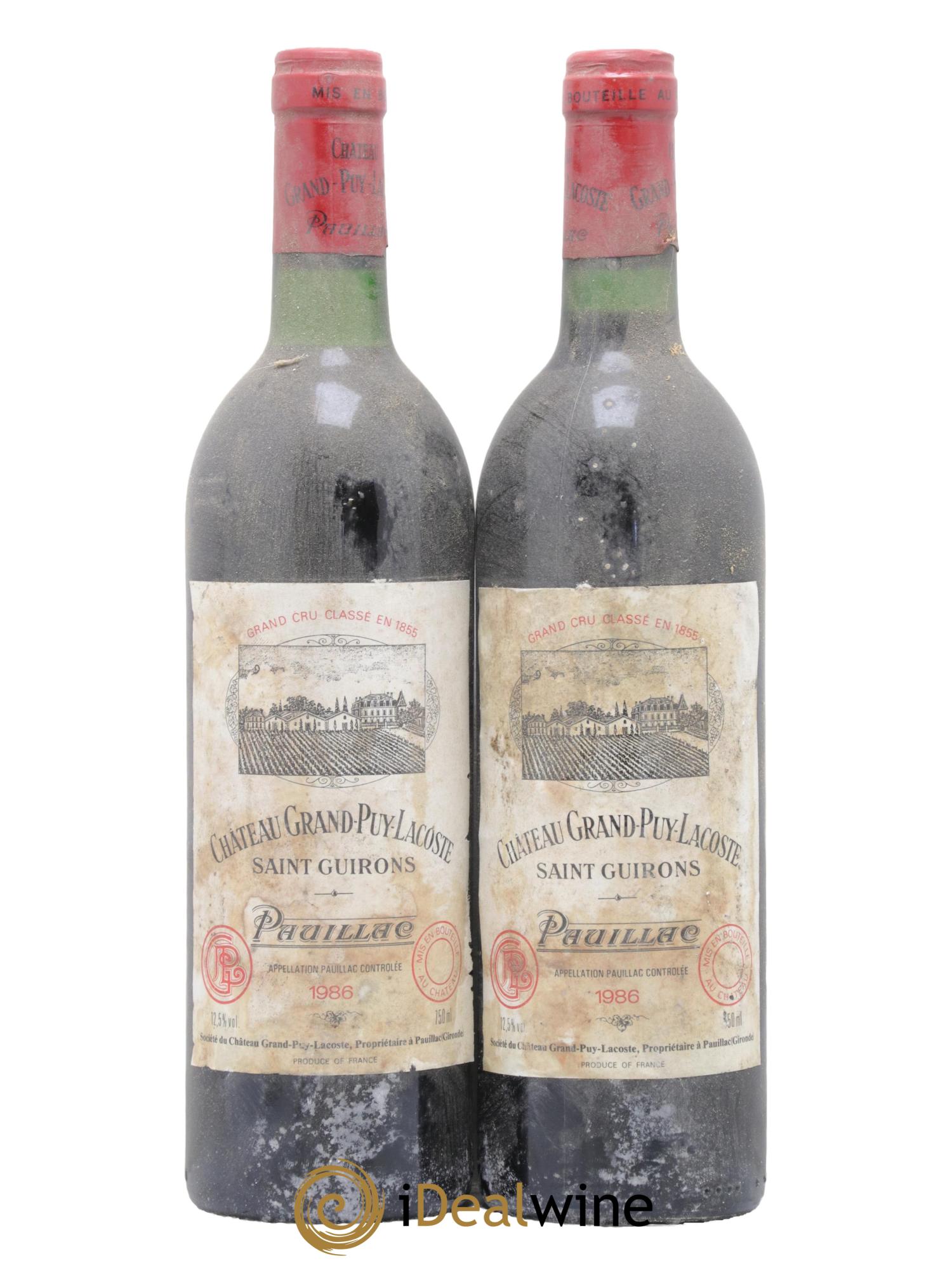 Château Grand Puy Lacoste 5ème Grand Cru Classé 1986 - Lot de 2 bouteilles - 0