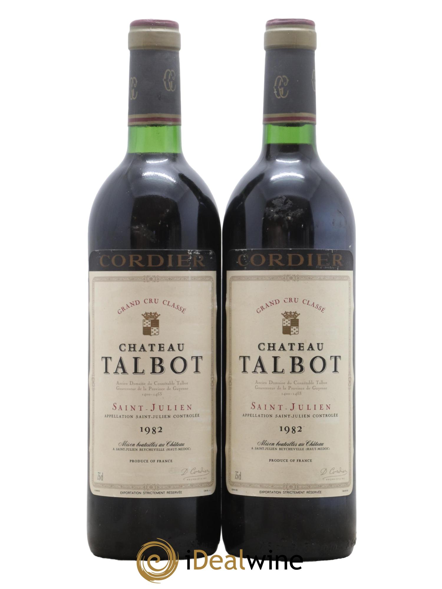 Château Talbot 4ème Grand Cru Classé 1982 - Lot de 2 bouteilles - 0