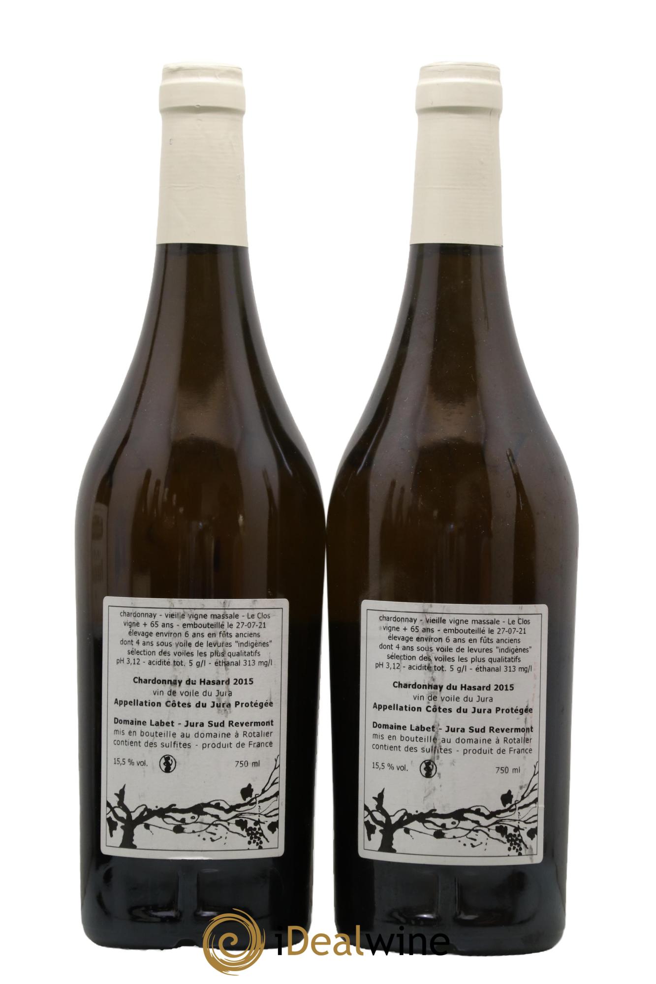 Côtes du Jura Vin de voile Chardonnay du Hasard Romain - Julien - Charline Labet 2015 - Lot de 2 bouteilles - 1