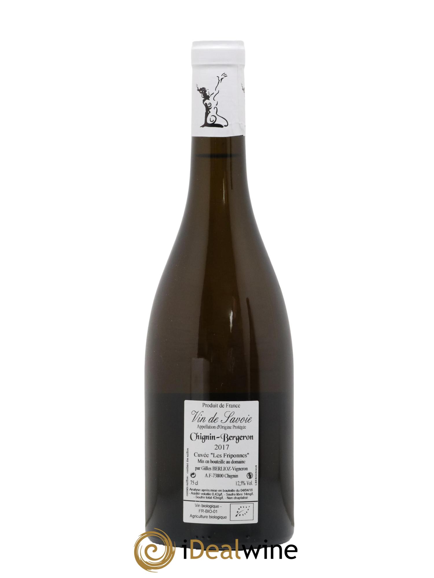 Vin de Savoie Chignin-Bergeron Les Friponnes Gilles Berlioz 2017 - Posten von 1 Flasche - 1