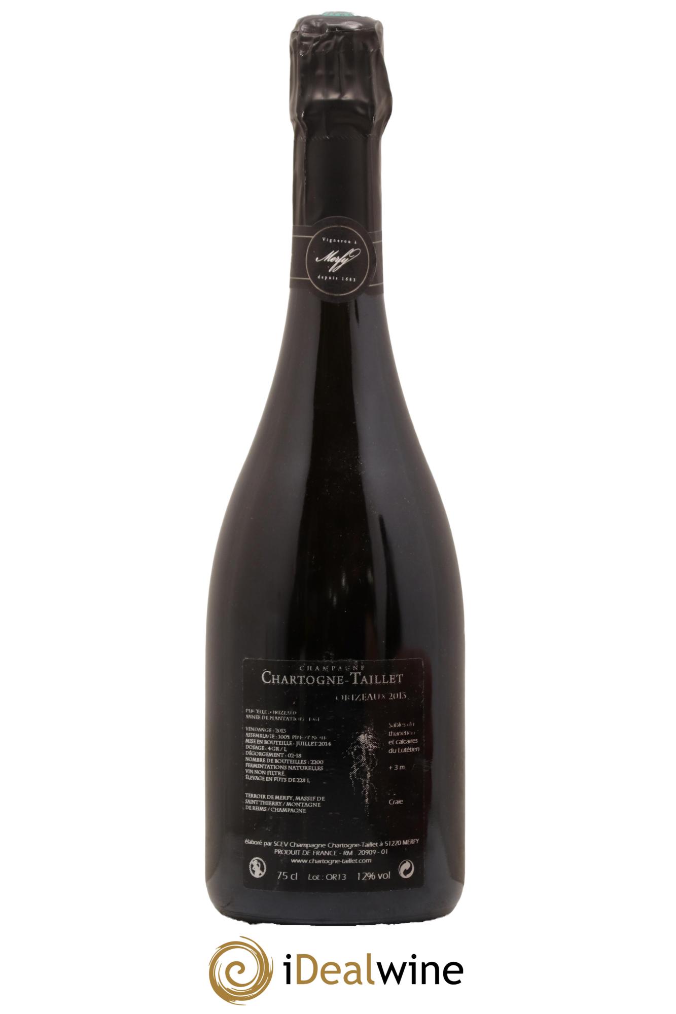 Les Orizeaux Chartogne-Taillet 2013 - Lot de 1 bouteille - 1