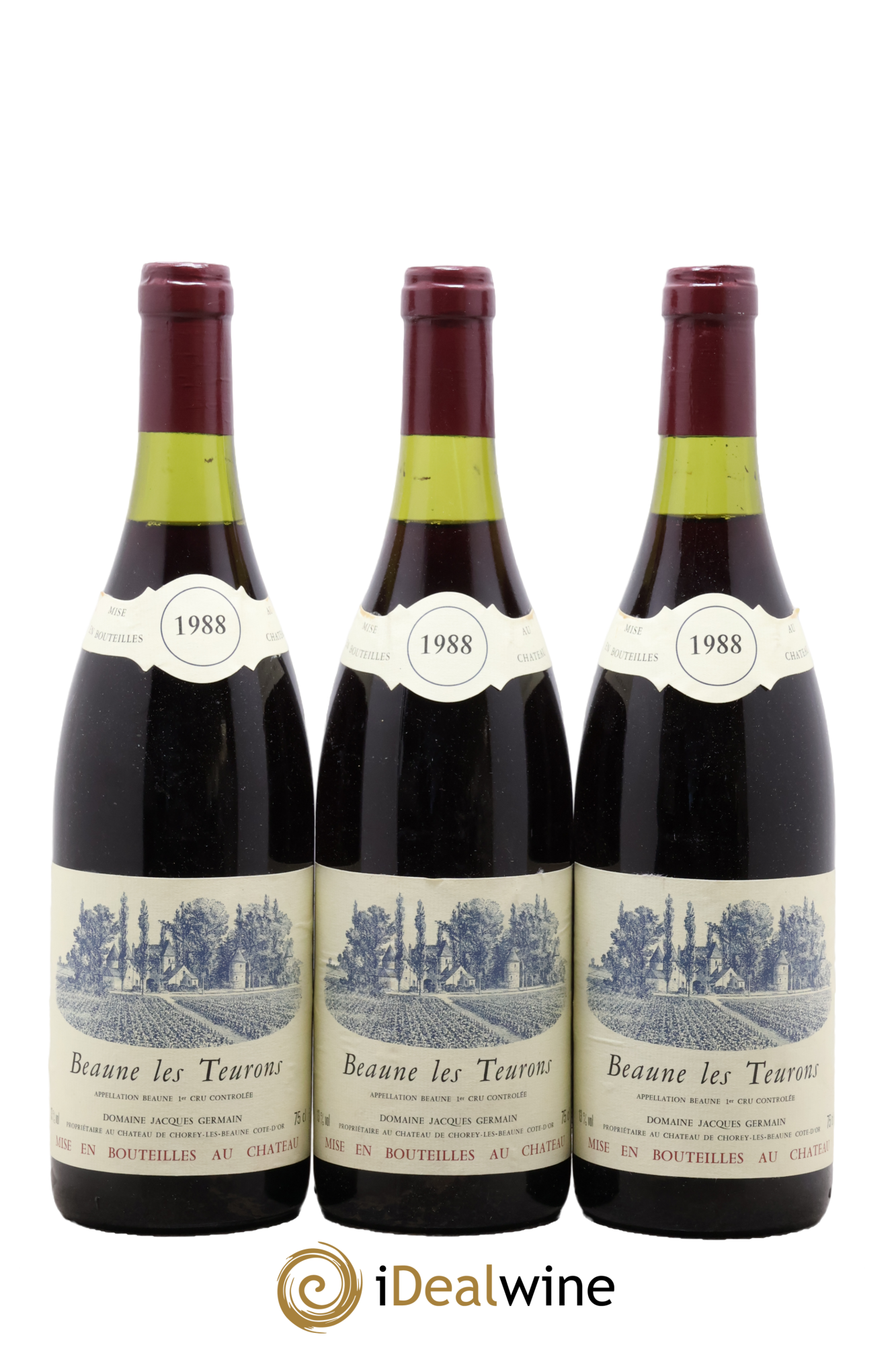 Beaune Les Teurons Domaine Jacques Germain 1988 - Lot de 3 bouteilles - 0