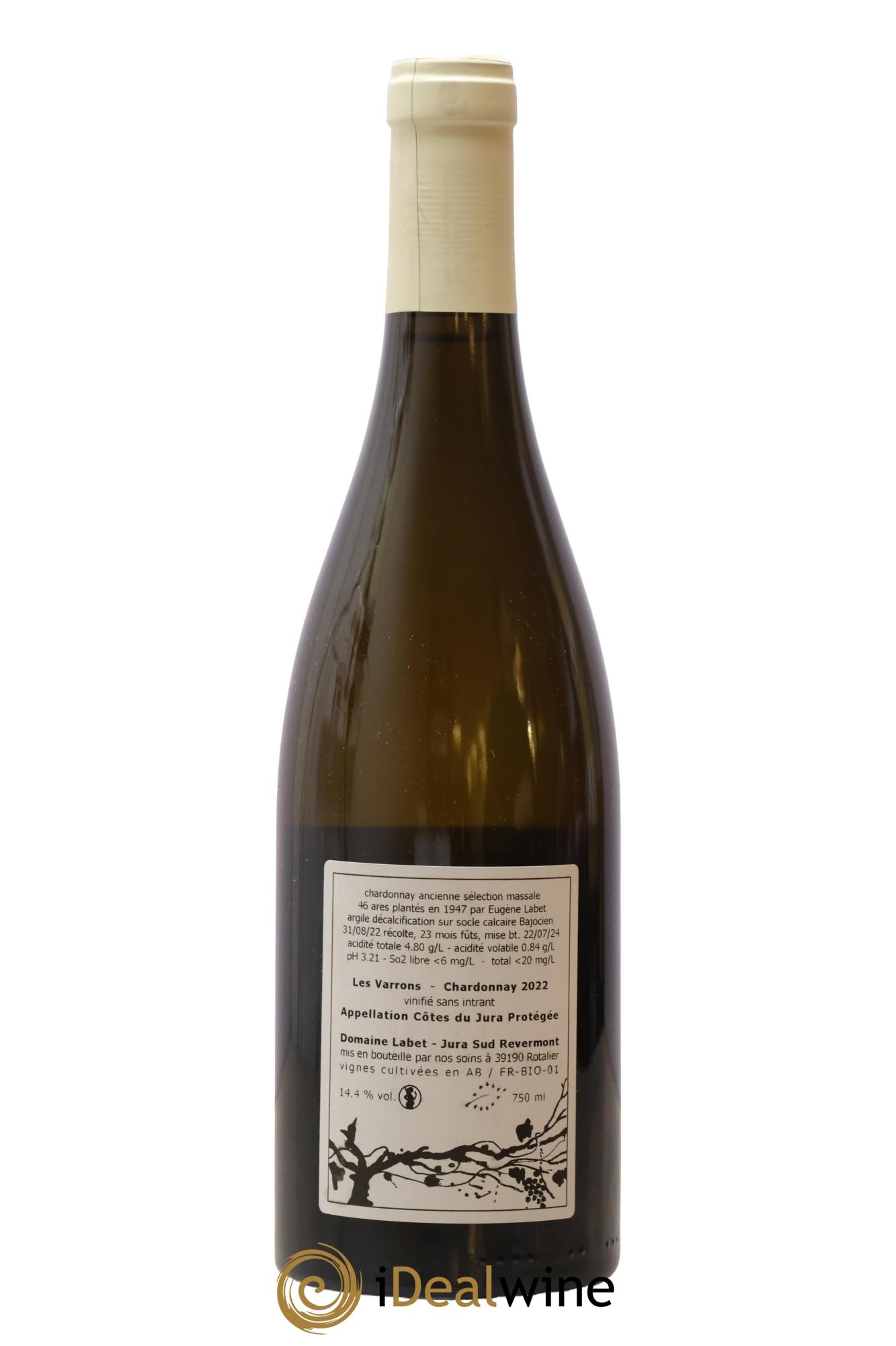 Côtes du Jura Chardonnay Les Varrons Romain - Julien - Charline Labet 2022 - Lot de 1 bouteille - 1