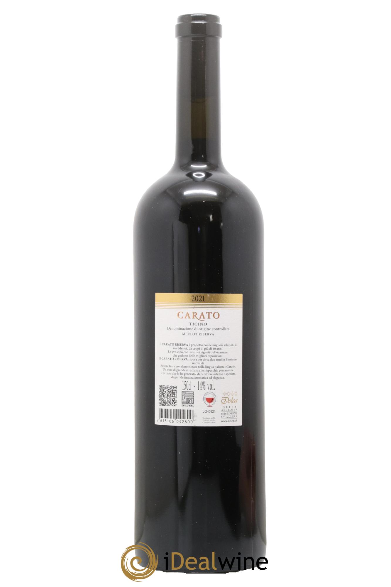 Vins Etrangers Suisse Merlot Riserva del Ticino Carato Delea 2021 - Lot de 1 magnum - 1