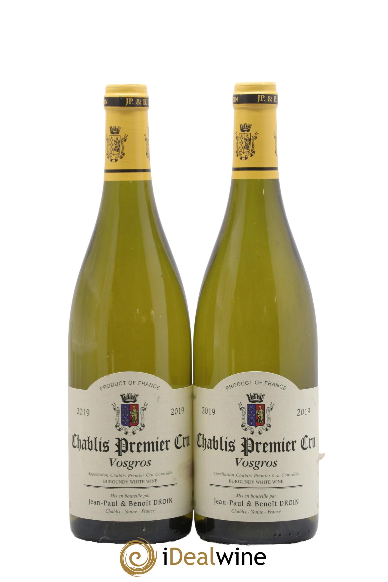 Chablis 1er Cru Vosgros Jean-Paul & Benoît Droin (Domaine) 2019 - Lot de 2 bouteilles - 0