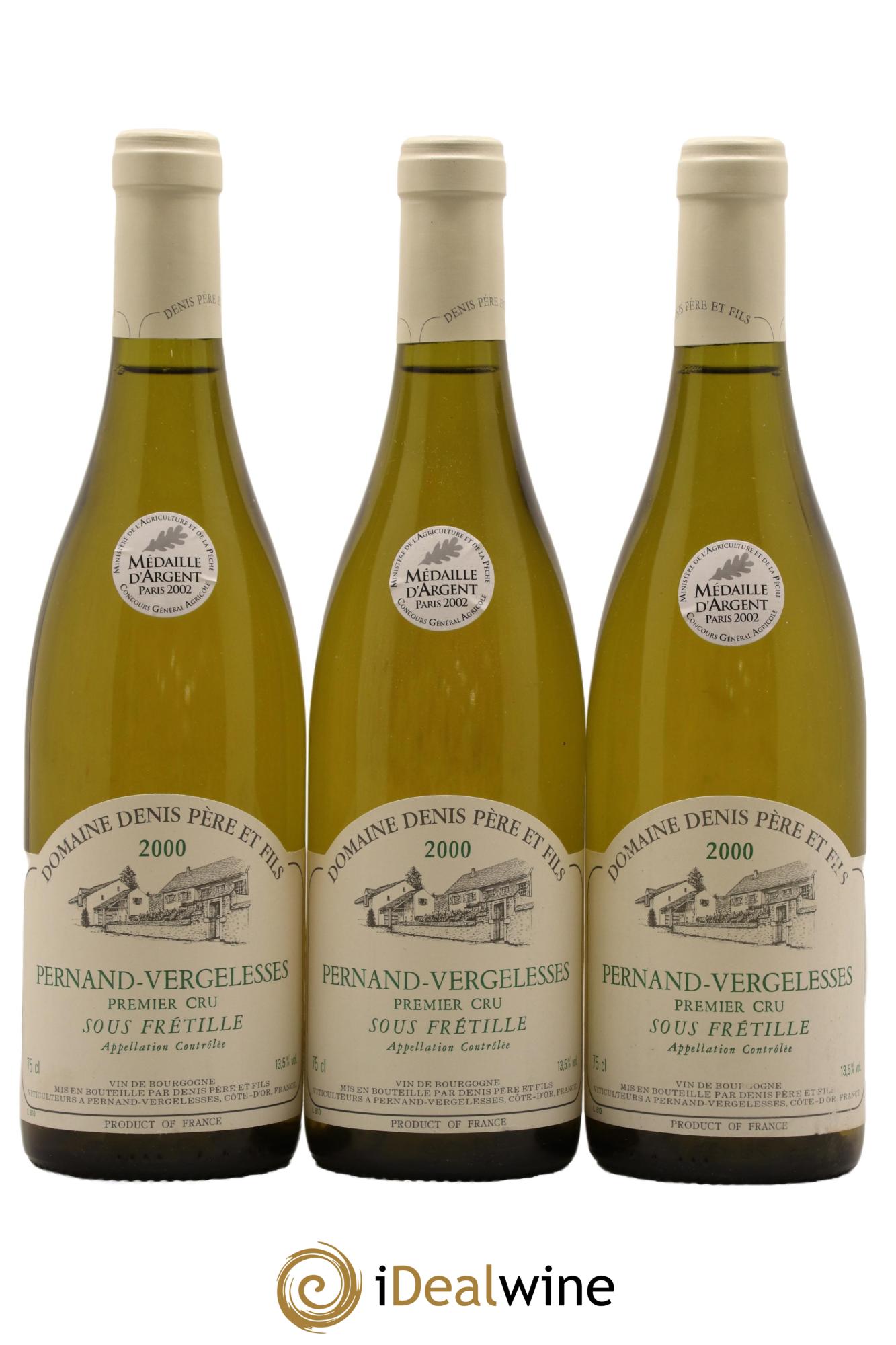 Pernand-Vergelesses 1er Cru Sous Fretille Domaine Denis Pere et Fils 2000 - Lot de 3 bouteilles - 0