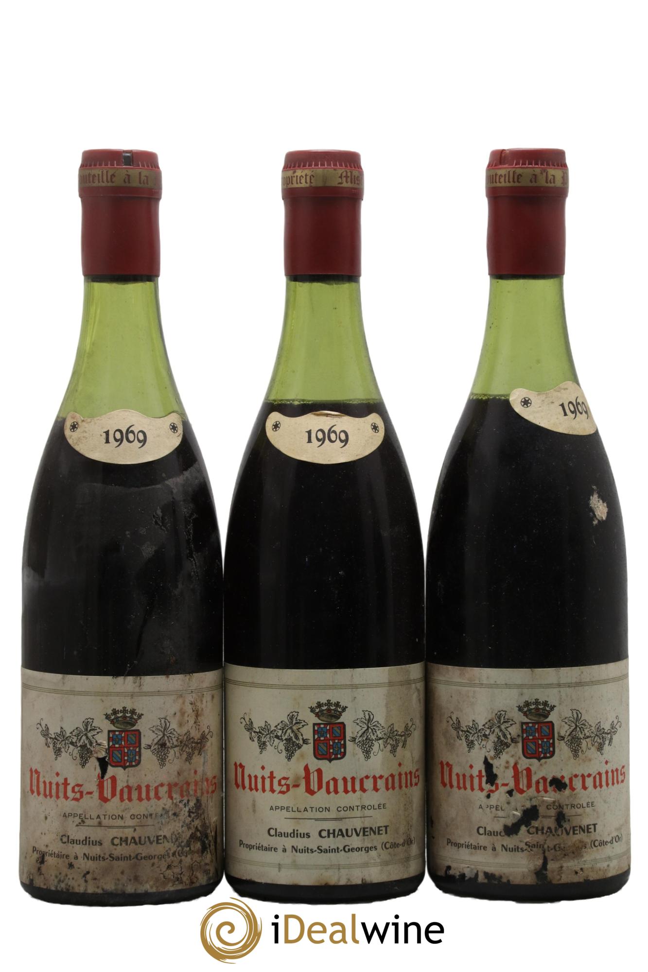Nuits-Saint-Georges Vaucrains Claudius Chauvenet 1969 - Lot de 3 bouteilles - 0