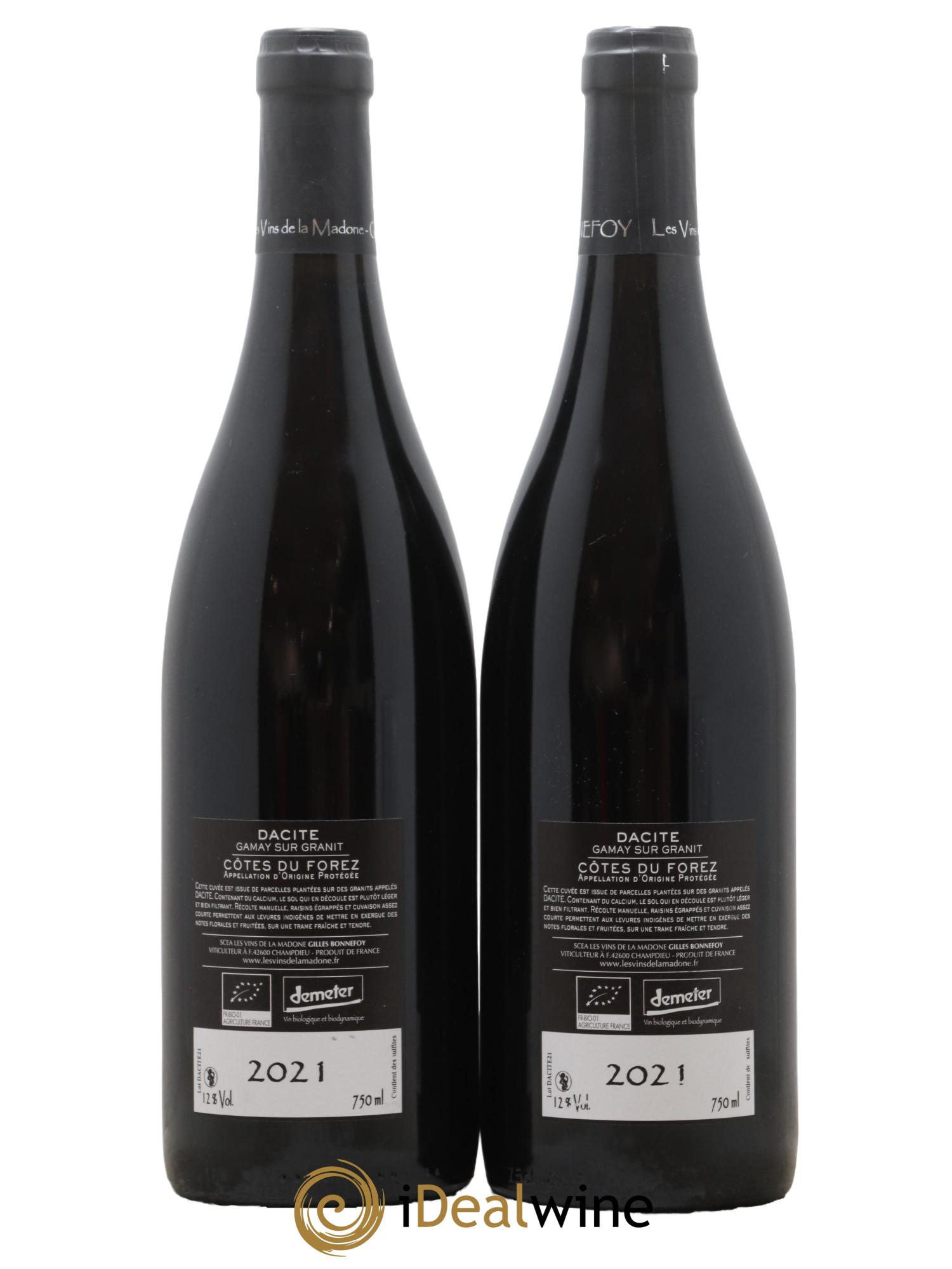 Vin de France Côtes du Forez Dacite Gamay sur granit Gilles Bonnefoy 2021 - Lot of 2 bottles - 1