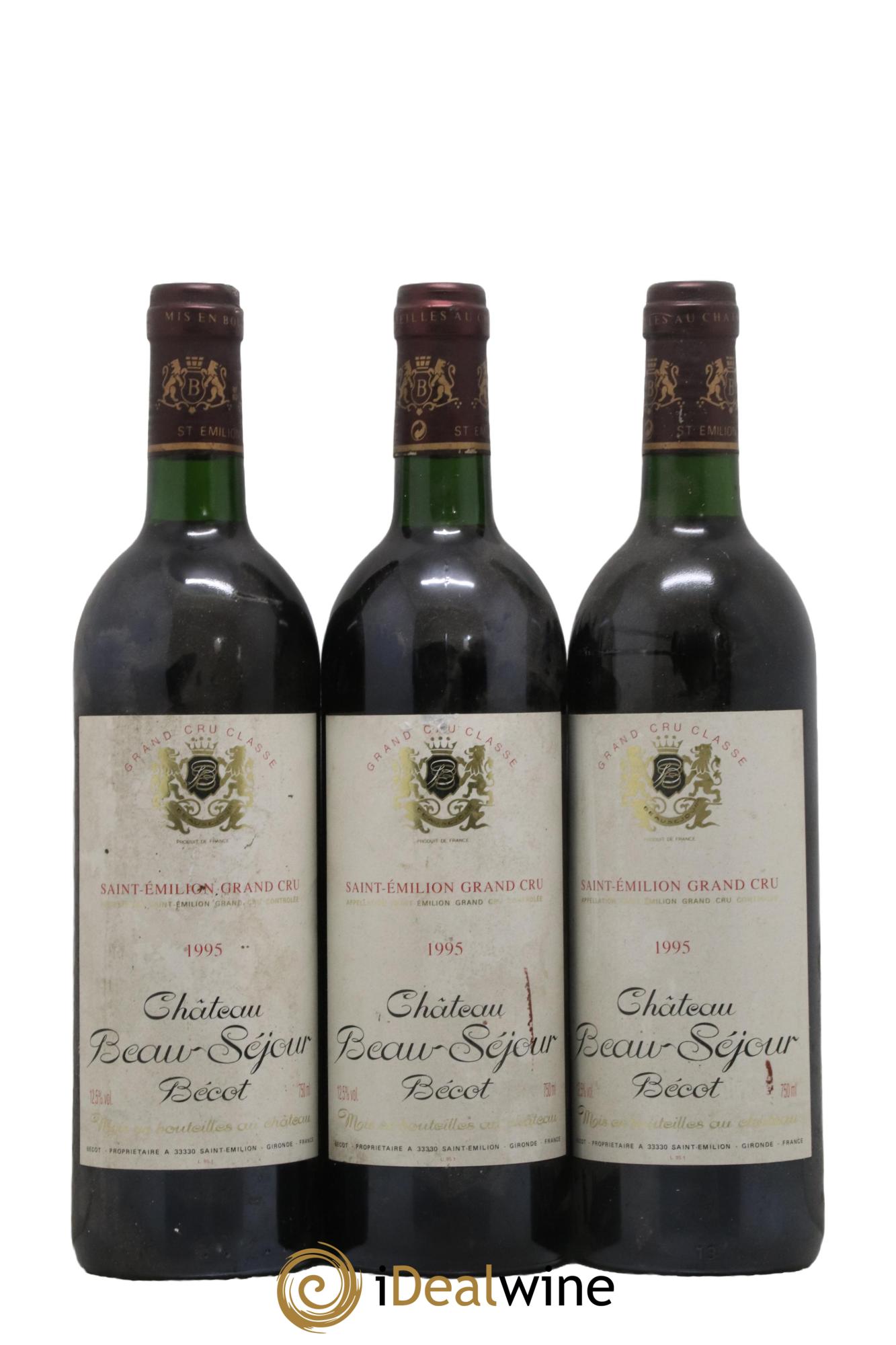 Château Beau-Séjour Bécot 1er Grand Cru Classé B 1995 - Lot de 3 bouteilles - 0