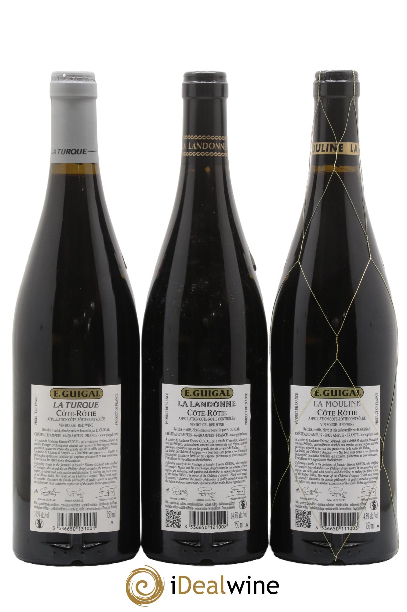 Côte-Rôtie Guigal Trilogie La Turque - La Landonne - La Mouline 2019 - Lot of 3 bottles - 1