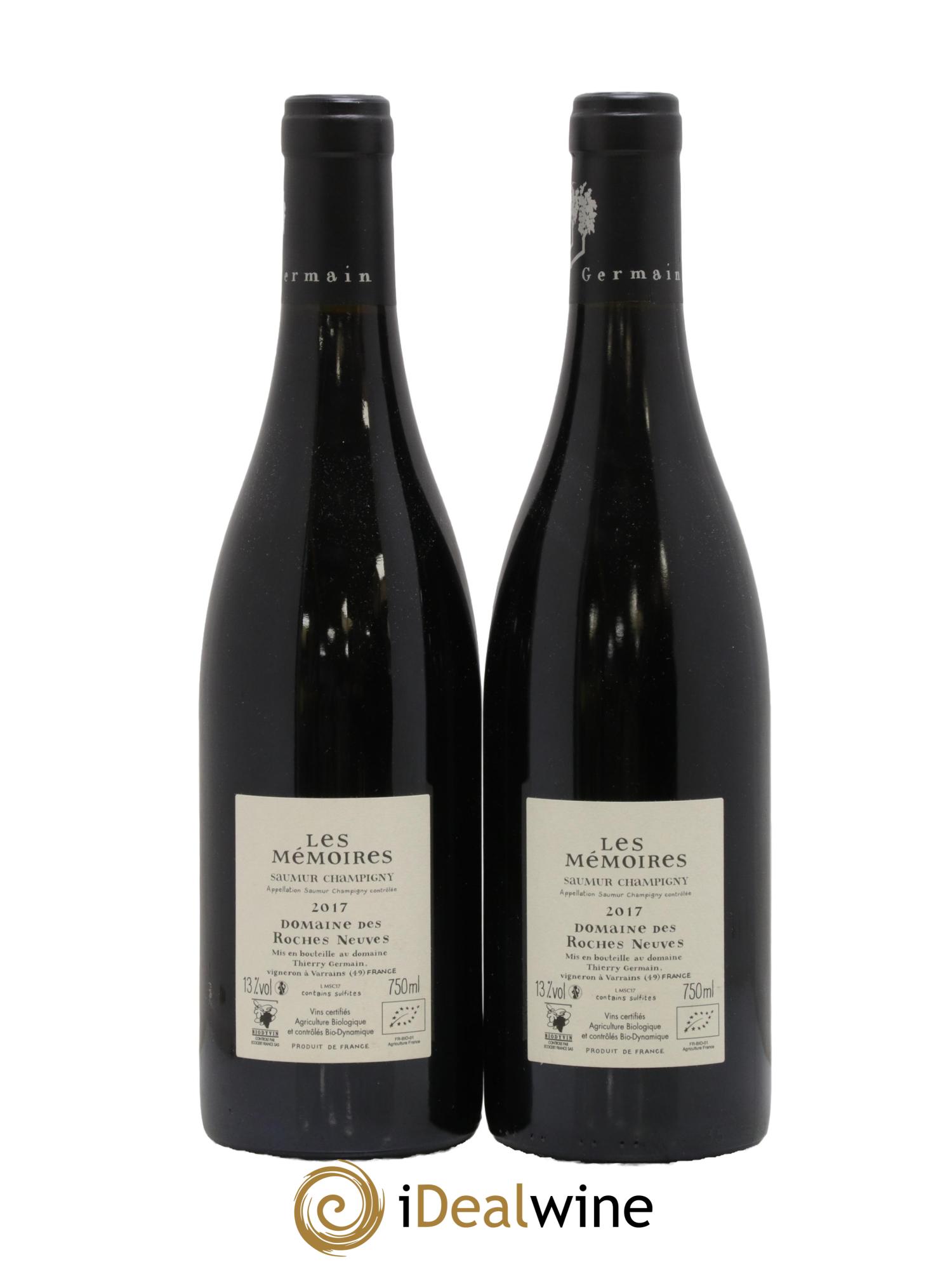 Saumur-Champigny Les Mémoires Domaine des Roches Neuves - Thierry Germain 2017 - Lot de 2 bouteilles - 1
