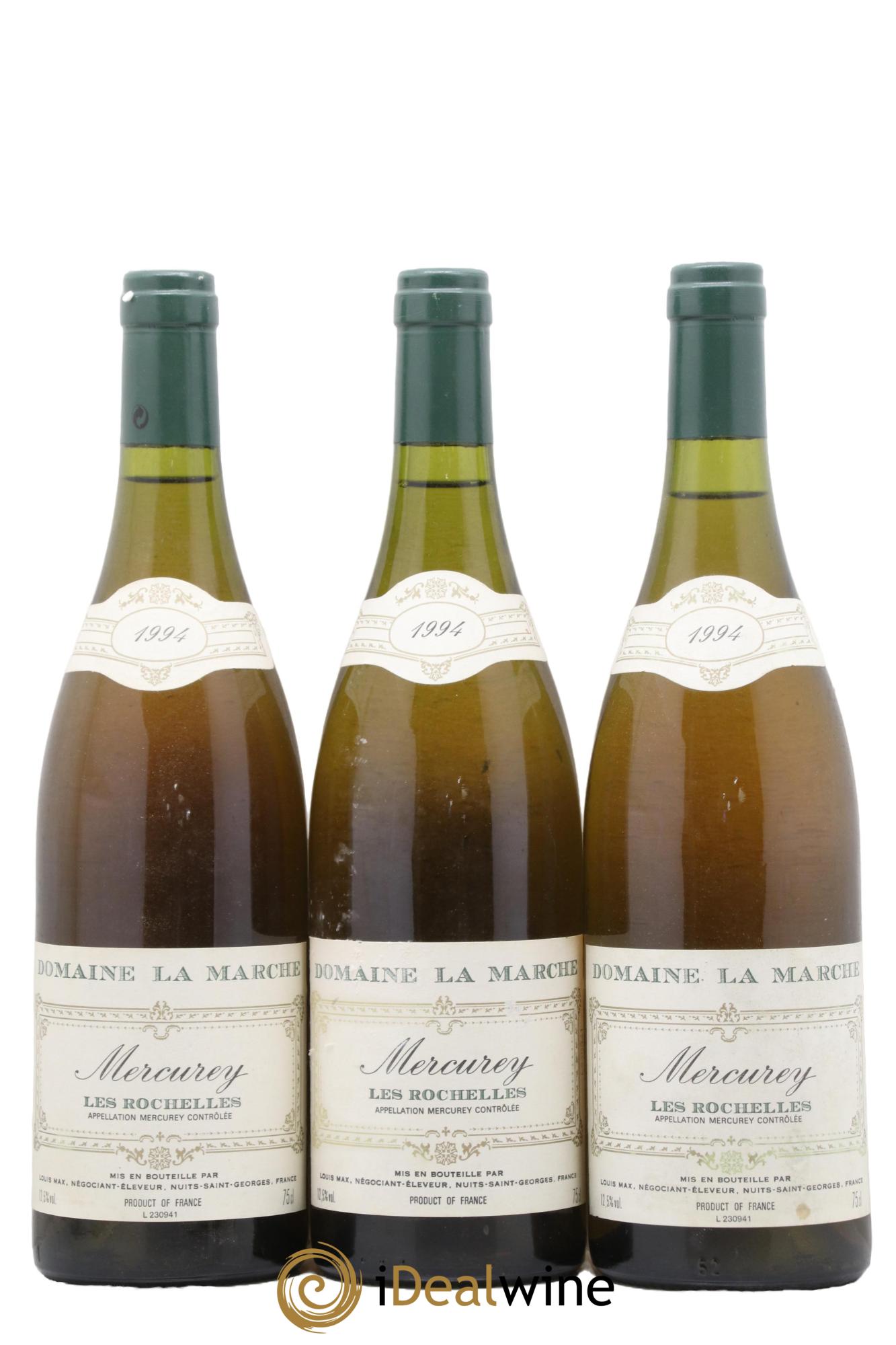 Mercurey Les Rochelles Domaine de la Marche 1994 - Lot de 3 bouteilles - 0