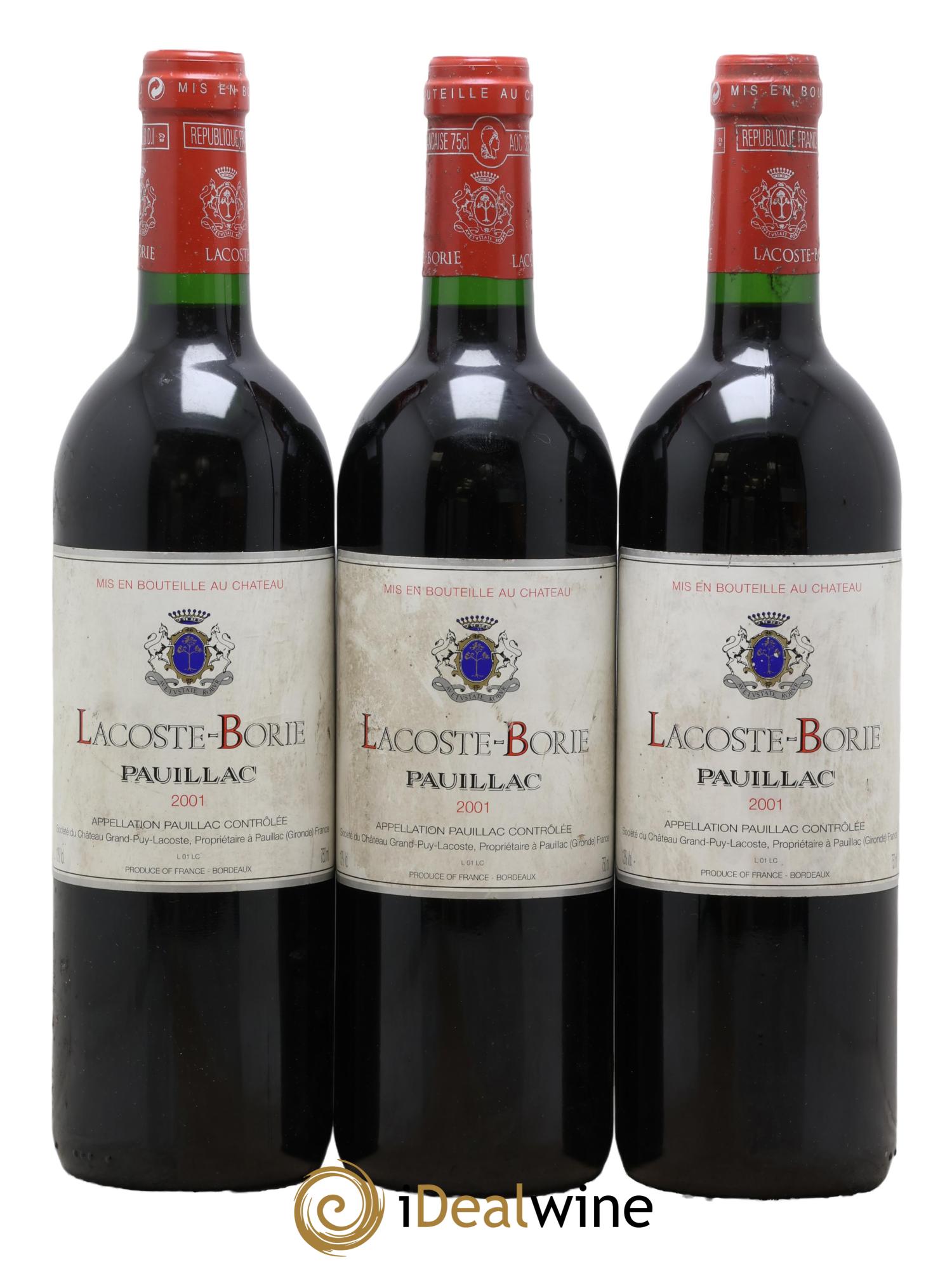 Lacoste Borie 2001 - Lot de 3 bouteilles - 0