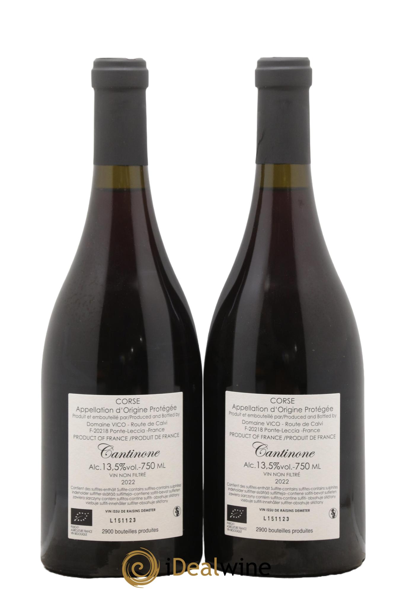 Vin de Corse Cantinone Domaine Vico 2022 - Lot de 2 bouteilles - 1