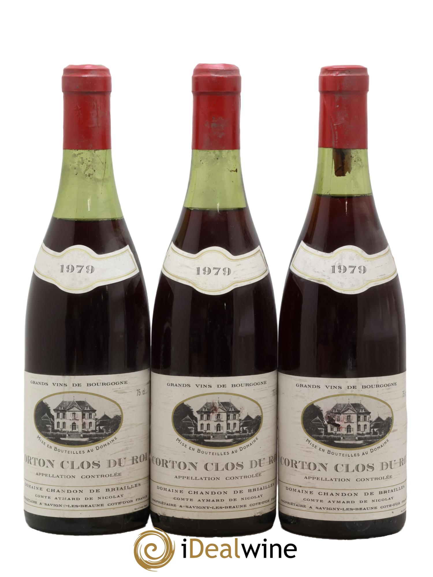 Corton Grand Cru Clos du Roi Chandon de Briailles 1979 - Lot de 3 bouteilles - 0