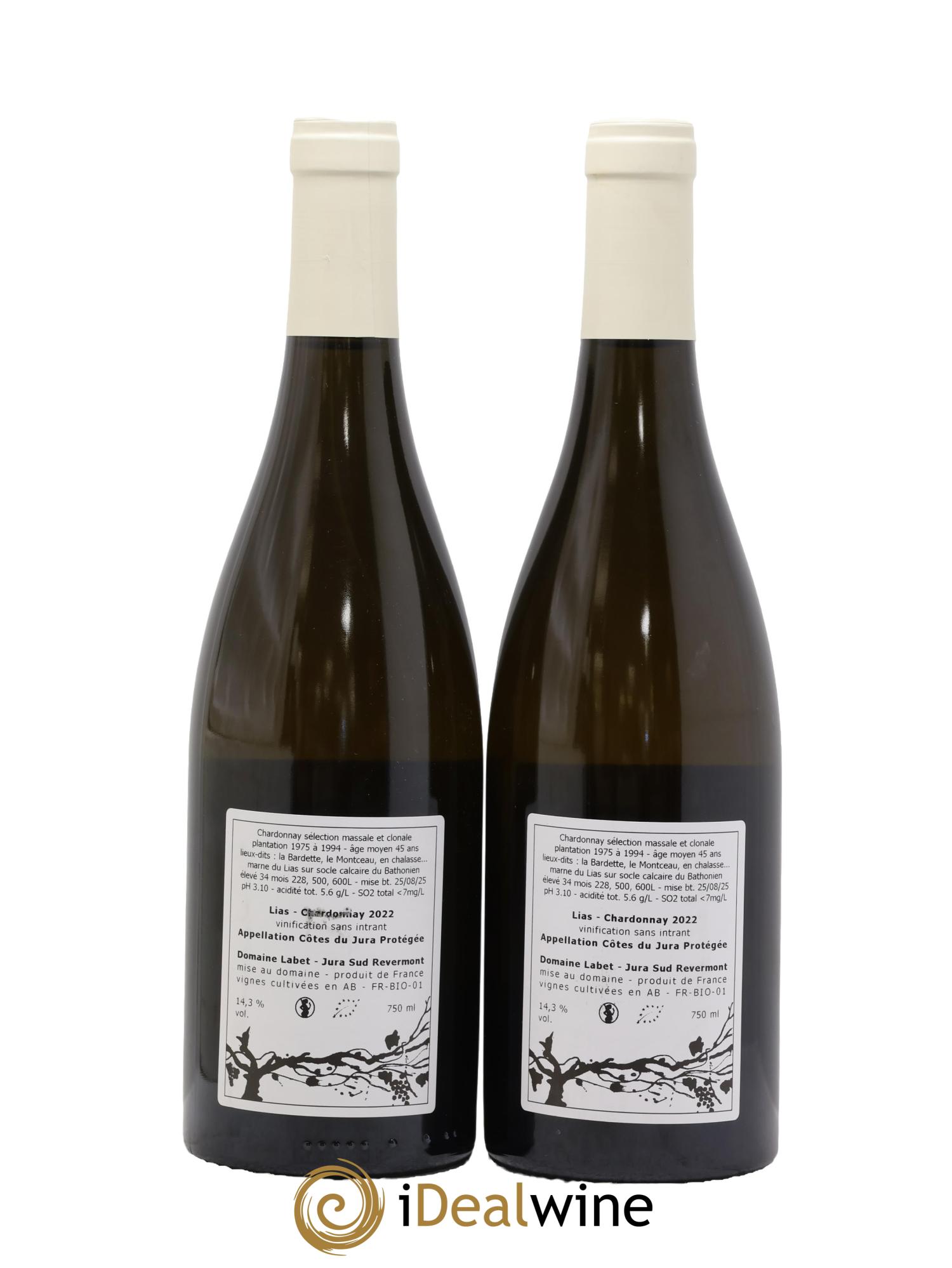 Côtes du Jura Chardonnay Lias Romain - Julien  - Charline Labet 2022 - Lot de 2 bouteilles - 1