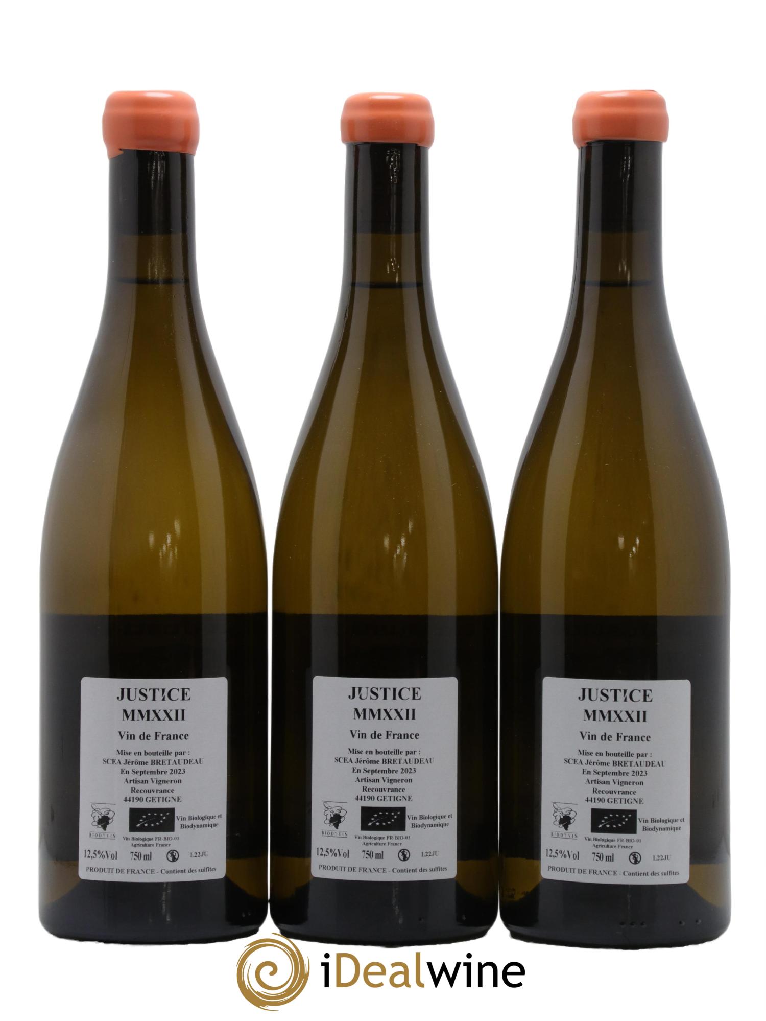 Vin de France La Justice Jérôme Bretaudeau - Domaine de Bellevue 2022 - Lot de 3 bouteilles - 1