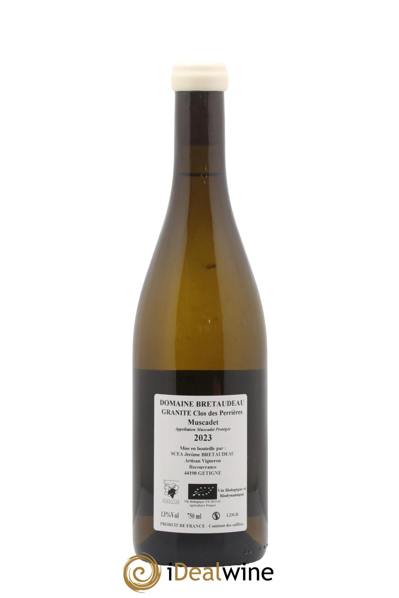 Muscadet-Sèvre-et-Maine Granite Clos des Perrières Jérôme Bretaudeau - Domaine de Bellevue 2023 - Lot of 1 bottle - 1