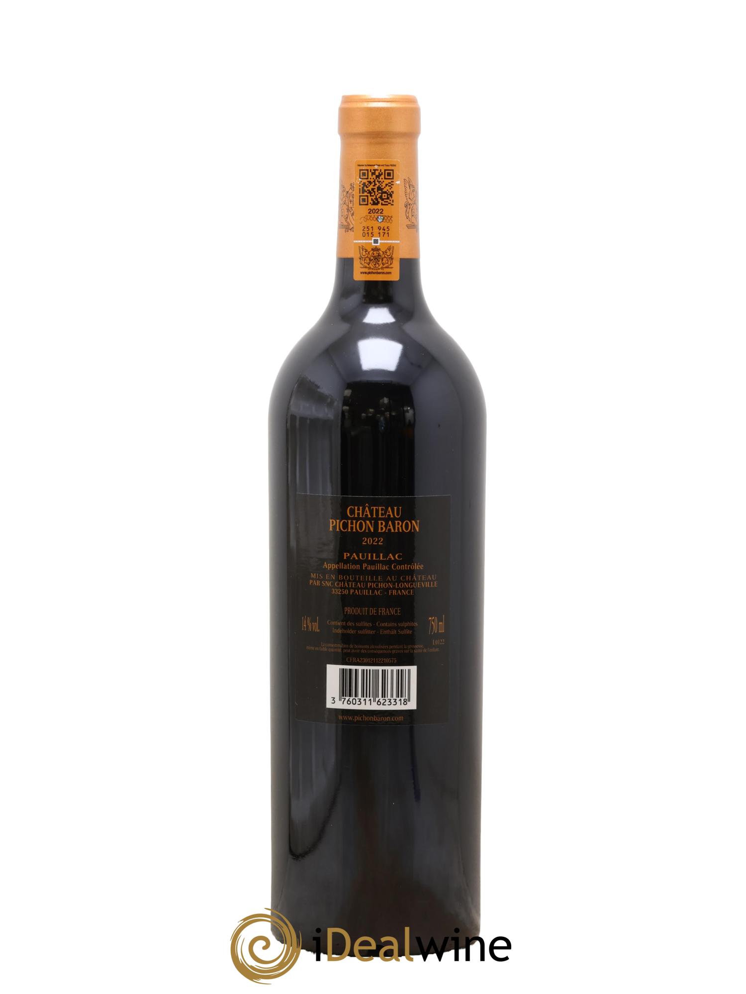 Pichon Longueville Baron 2ème Grand Cru Classé 2022 - Lot de 1 bouteille - 1