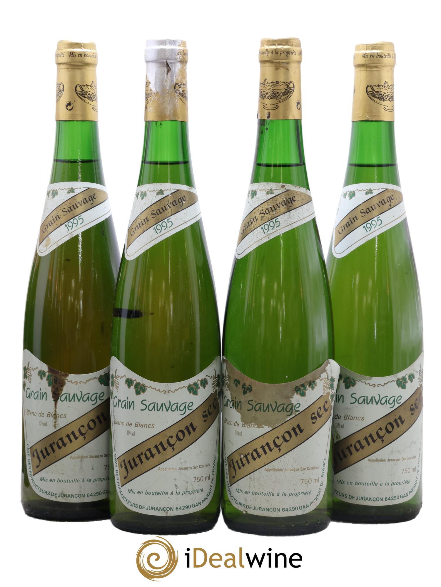 Jurançon Grain Sauvage Cave Des Producteurs De Jurançon 1995 - Lot de 4 bouteilles - 0